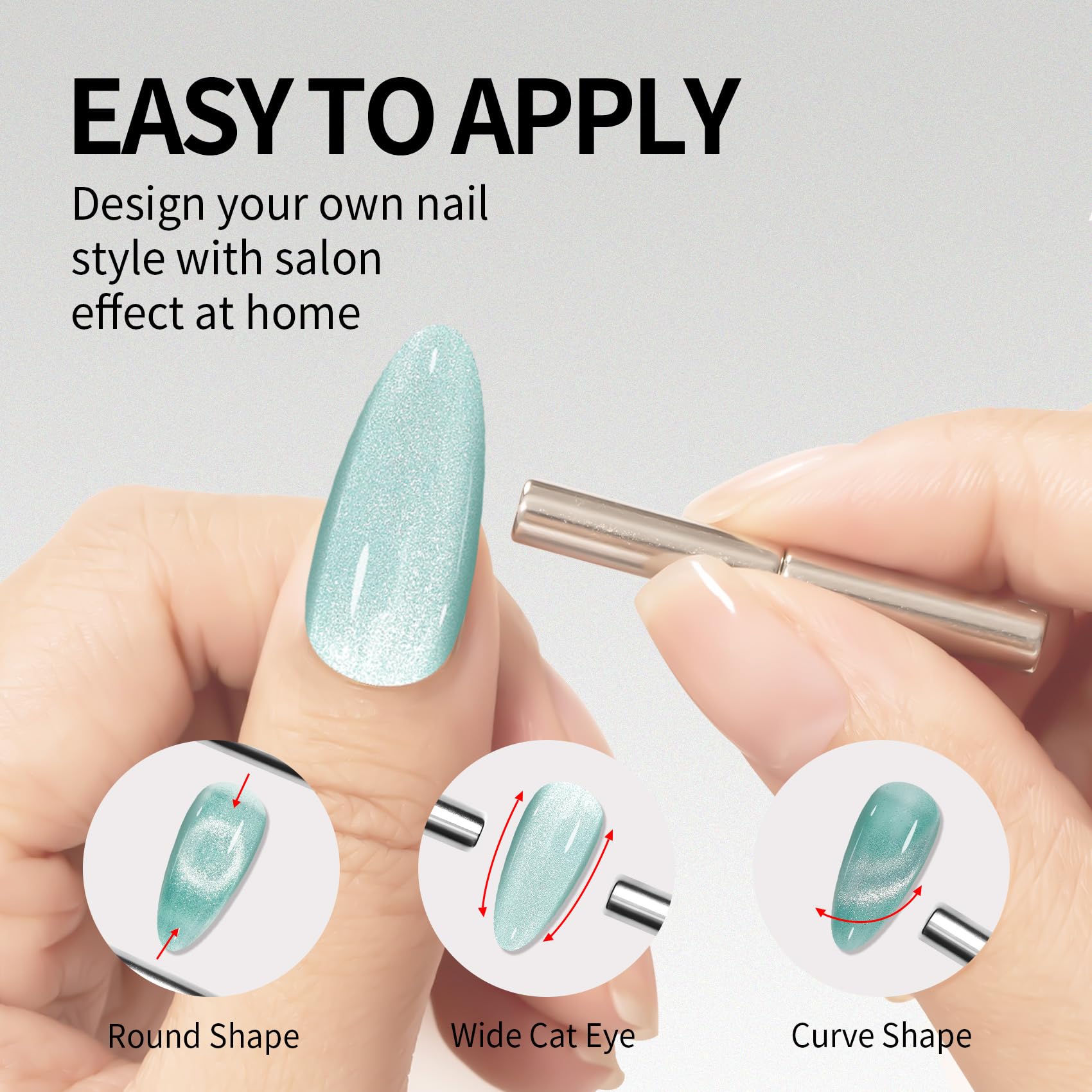 Maychao 15Ml Cat Eye Gel Nail Polish 1Pc Cyan Gel Polish With Magnet Soak Off Holographic Magnetic Nail Polish For Nail Art Mani