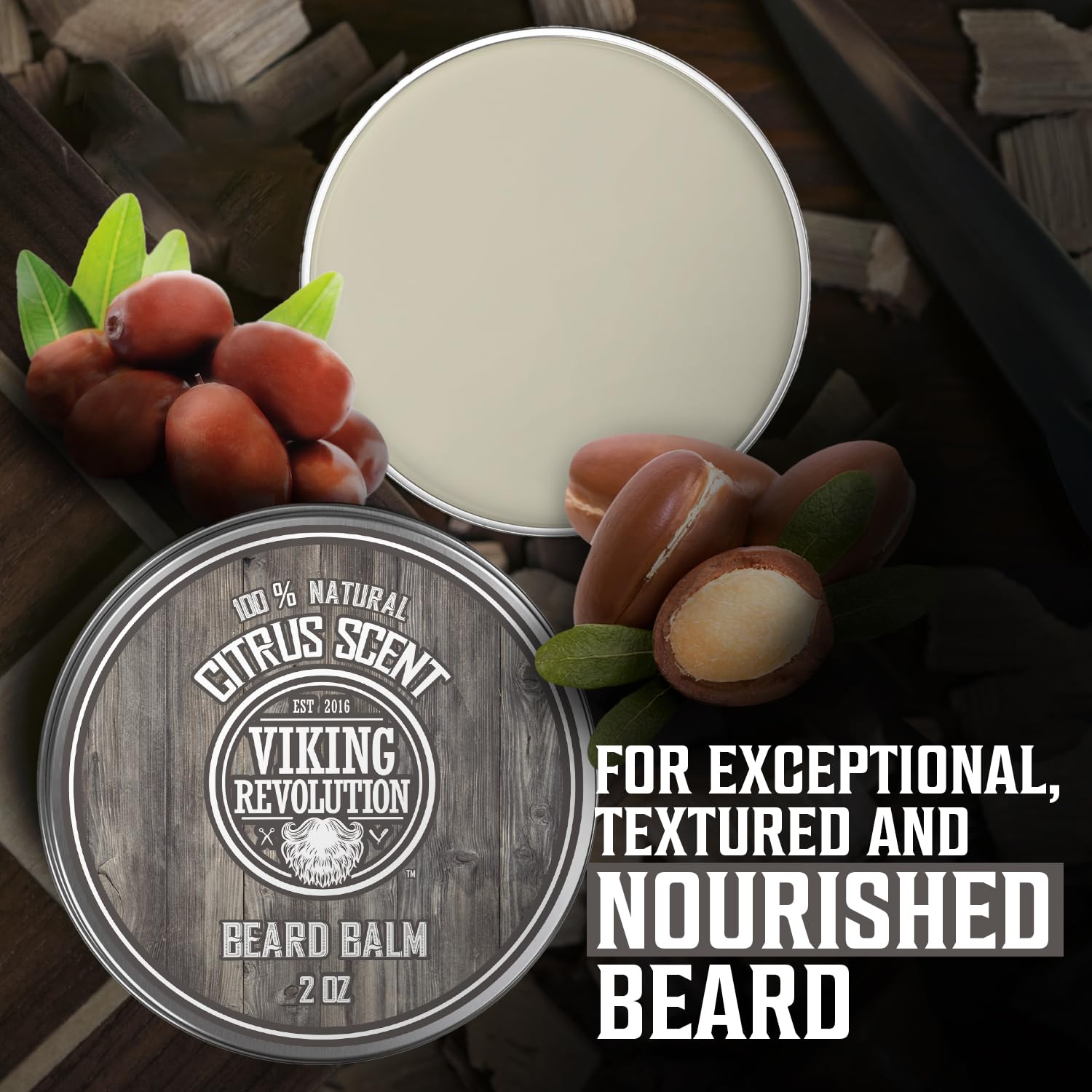 Viking Revolution Citrus Beard Balm - Beard Butter With Argan Oil, Beard Softener For Men With Jojoba Oil - Beard Moisturizer Fo