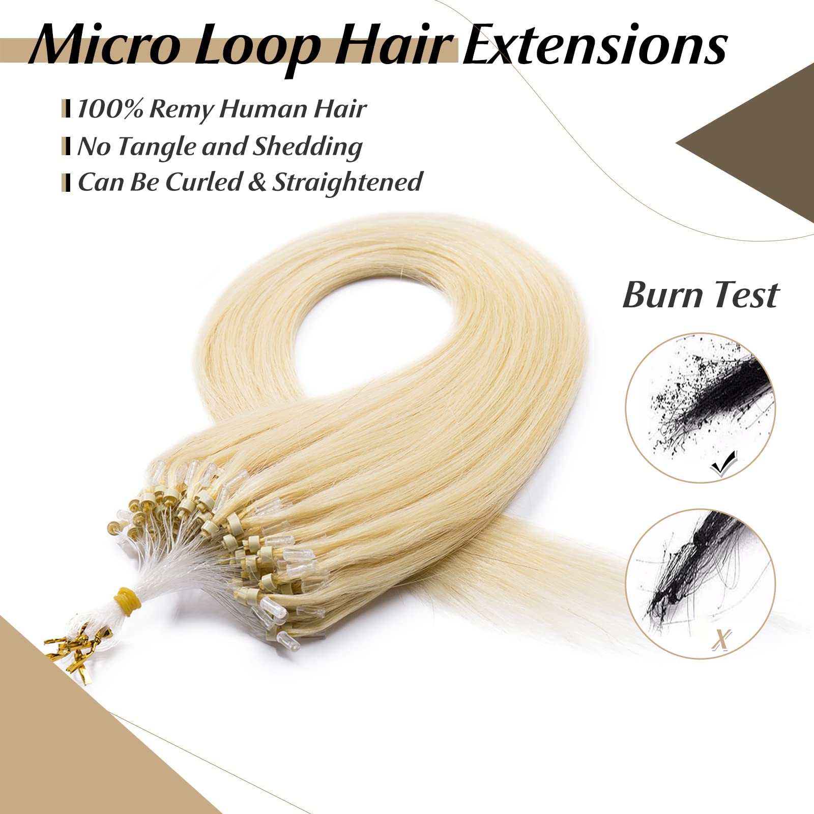 Sego Micro Beads Hair Extensions Human Hair 16 Inch Bleach Blonde Micro Loop Human Hair Extensions Natural Straight Micro Ring H