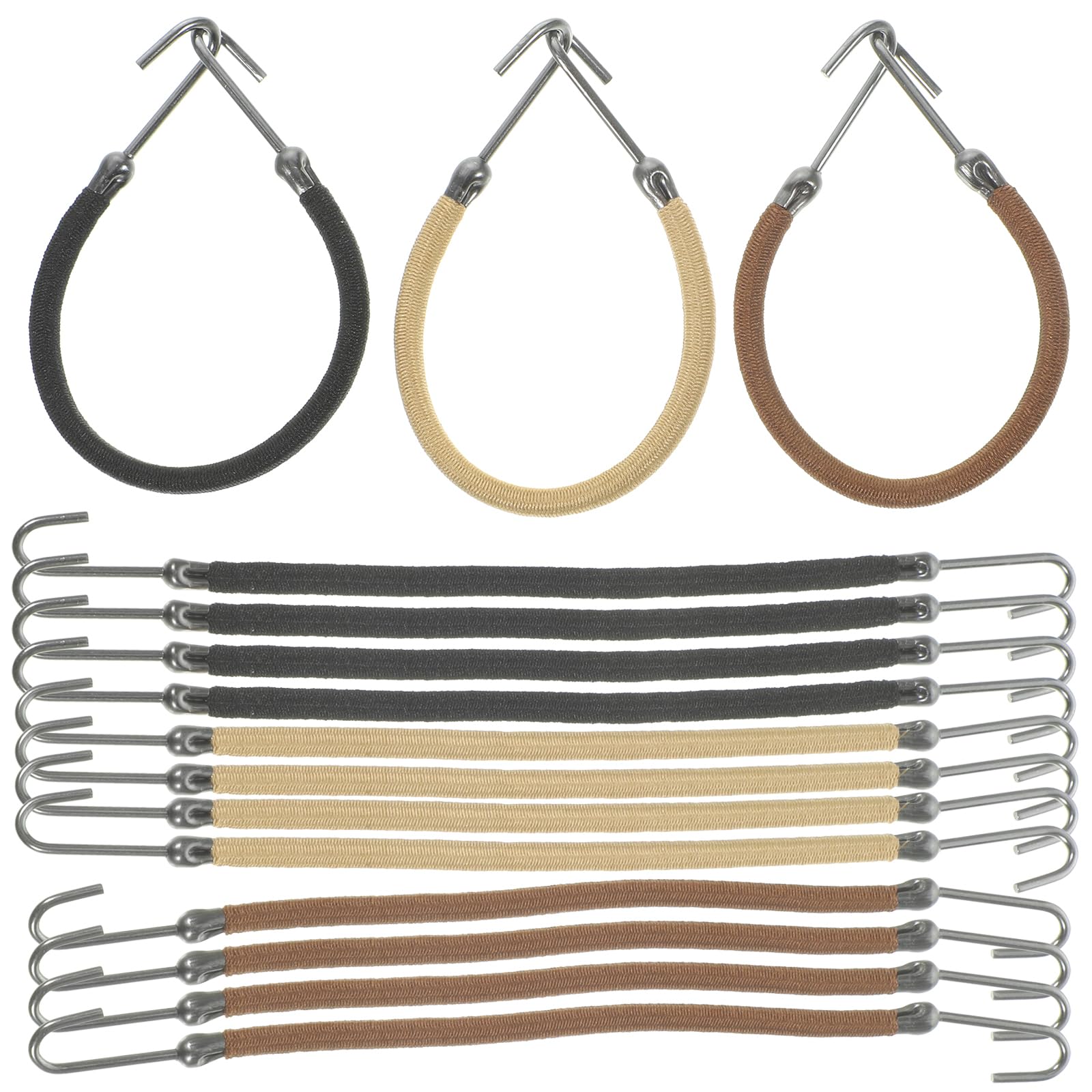Healeved 15 PCS Bungee Hair Ties with Hooks Hair Bungee Ties Elastic Hooks Hair Ties Wrap Around Hair Ties Ponytail Hooks Hair C