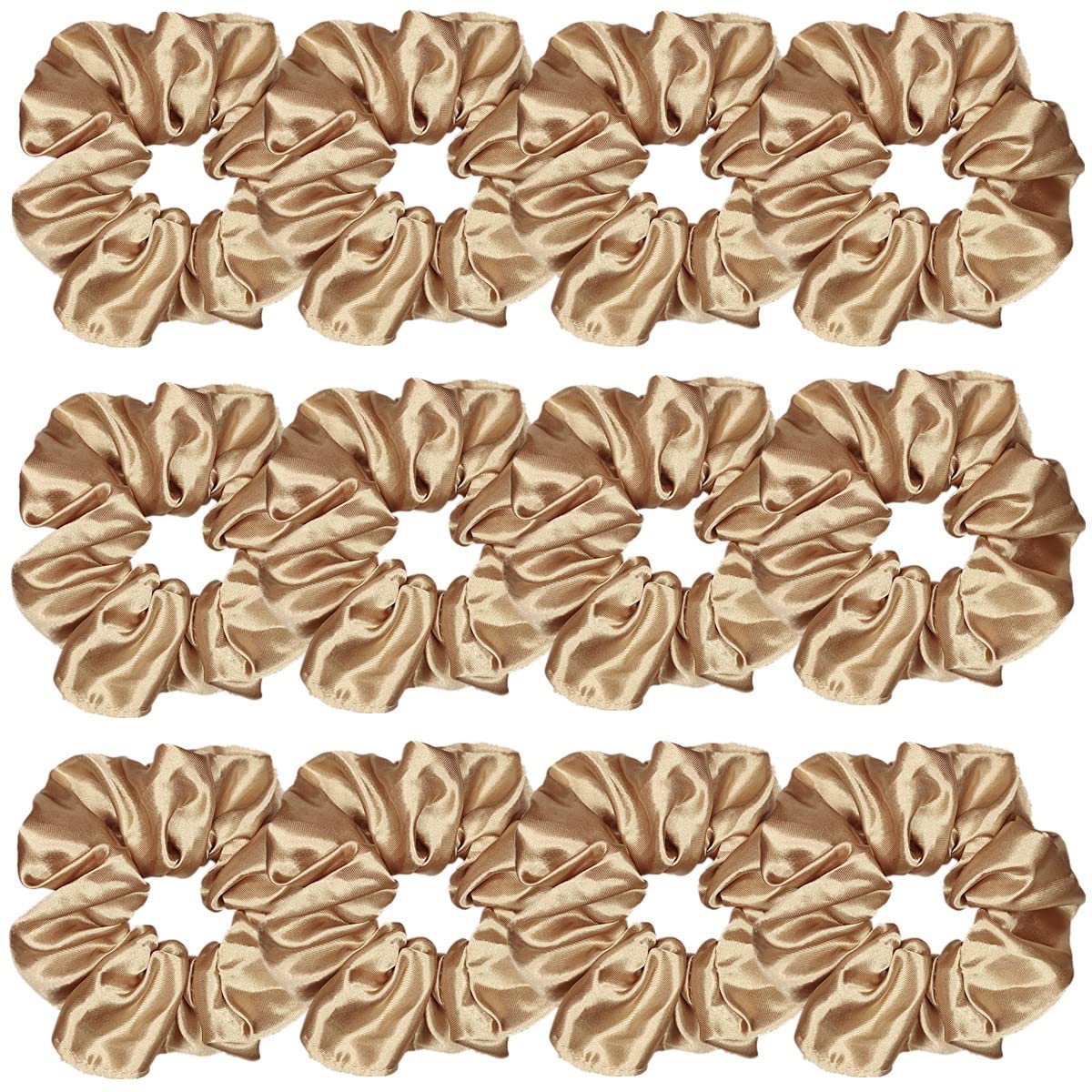 12 Pcs Satin Silk Scrunchies Hair Ties Fashion Hair Bands Hair Bows Elastic Bracelets Ponytail Holders Accessories for Women and