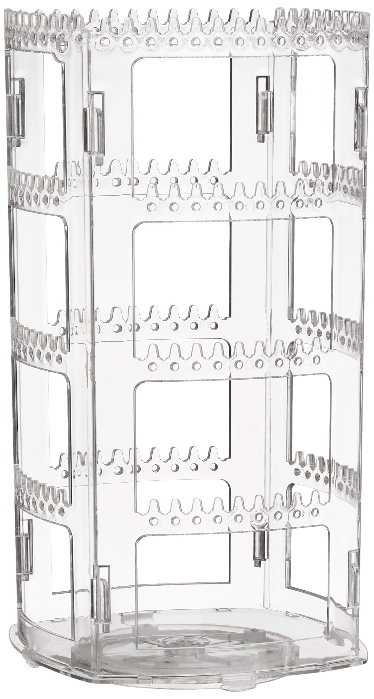 Sooyee 360 Rotating Earring Holder and Jewelry Organizer, 4 Tiers Jewelry Rack Display Classic Stand, 156 Holes and 160 Grooves 