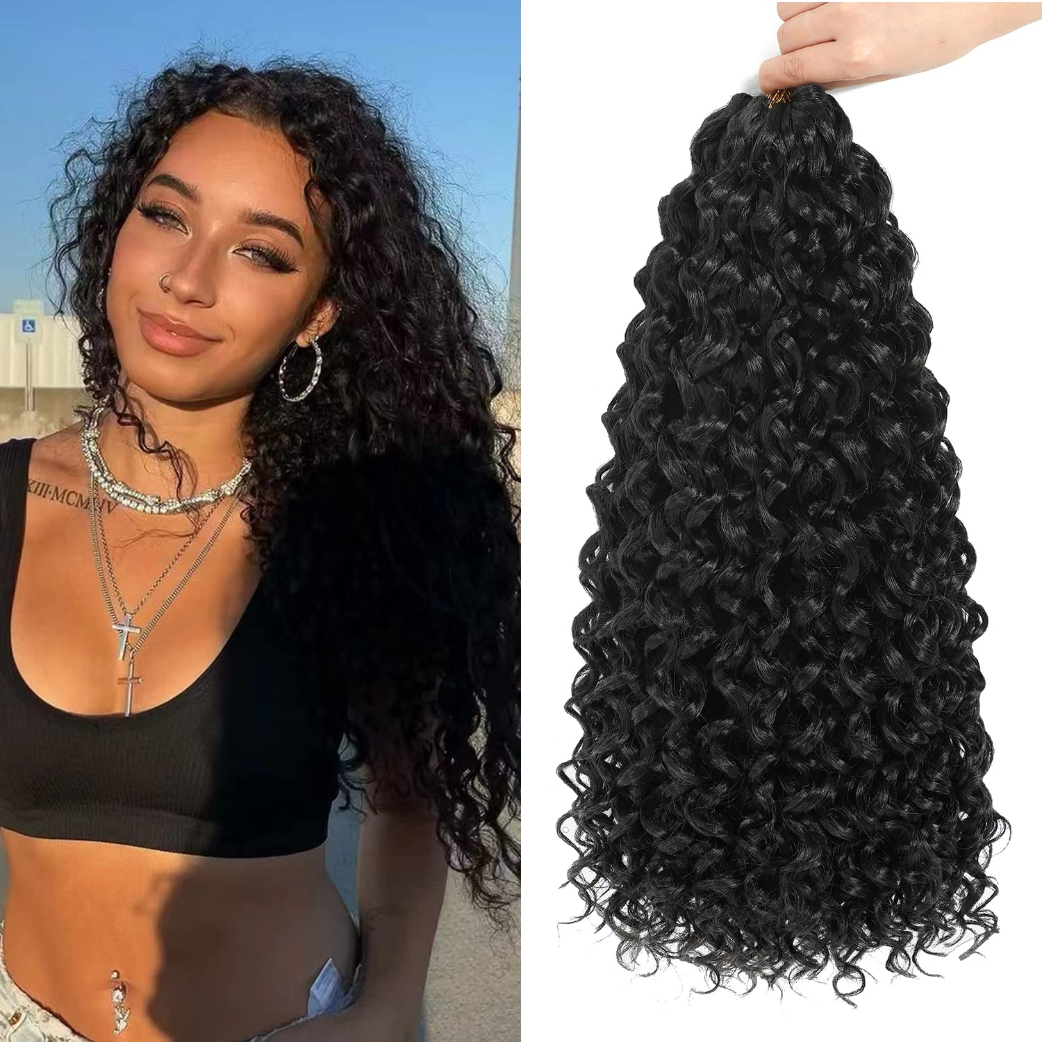 Gogo Curl Crochet Hair 14 Inch 7 Packs Short Curly Crochet Hair For Blcak Women - Beach Curl Crochet Hair - Deep Wave Crochet Ha