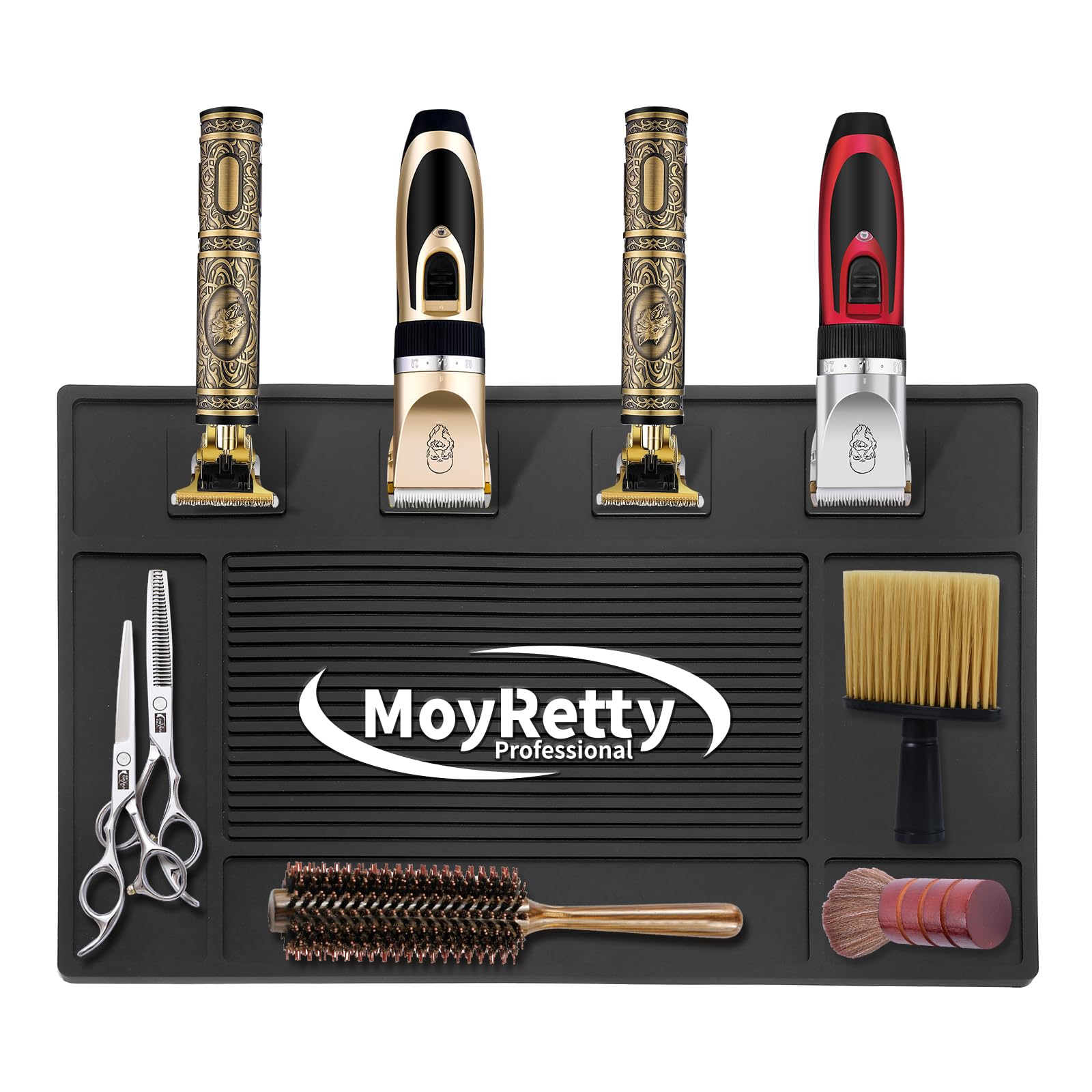 Moyretty Magnetic Barber Organizer Mat For Clippers(17.7'' X 11.8'') - Professional Anti-Slip Heat Resistant Silicone Pad With S