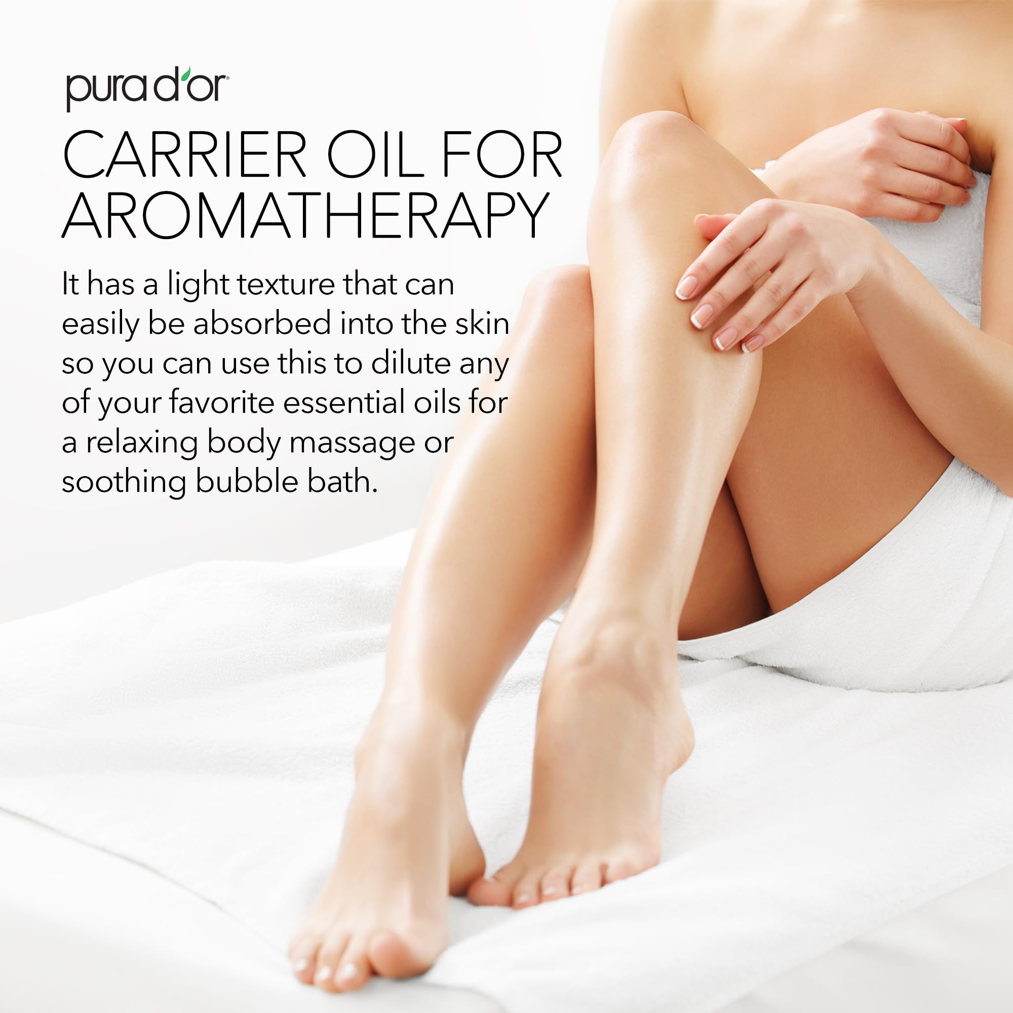 Pura D'Or 100% Pure 16Oz Organic Sweet Almond Oil - Usda Certified Massage Oil For Massage Therapy - Hexane Free Cold Pressed Bo