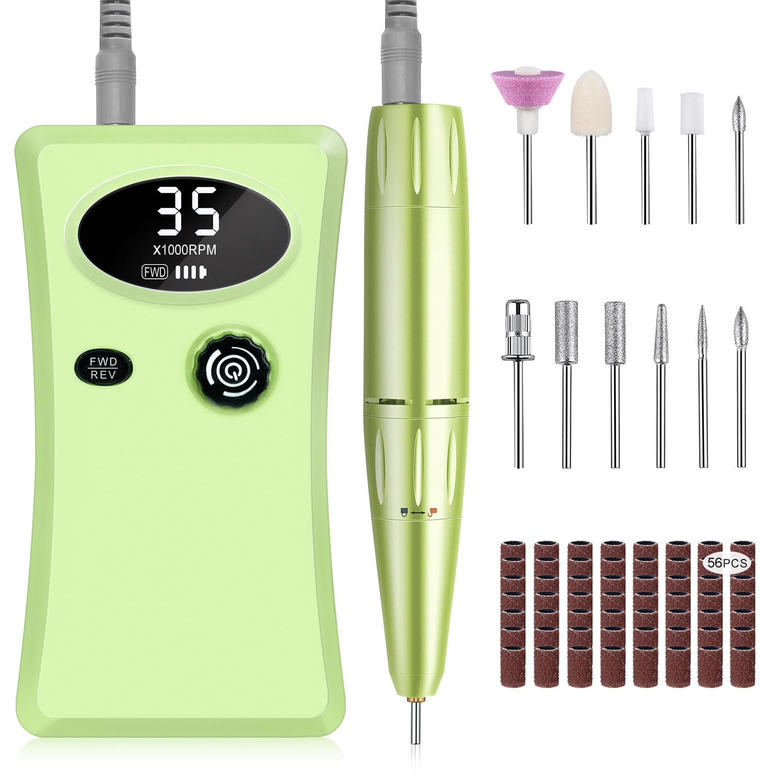Professional Nail Drill Machine, Urbuti 35000RPM Rechargeable Electric Nail File for Acrylic Nails, 4,000mAh, Portable E-File Na