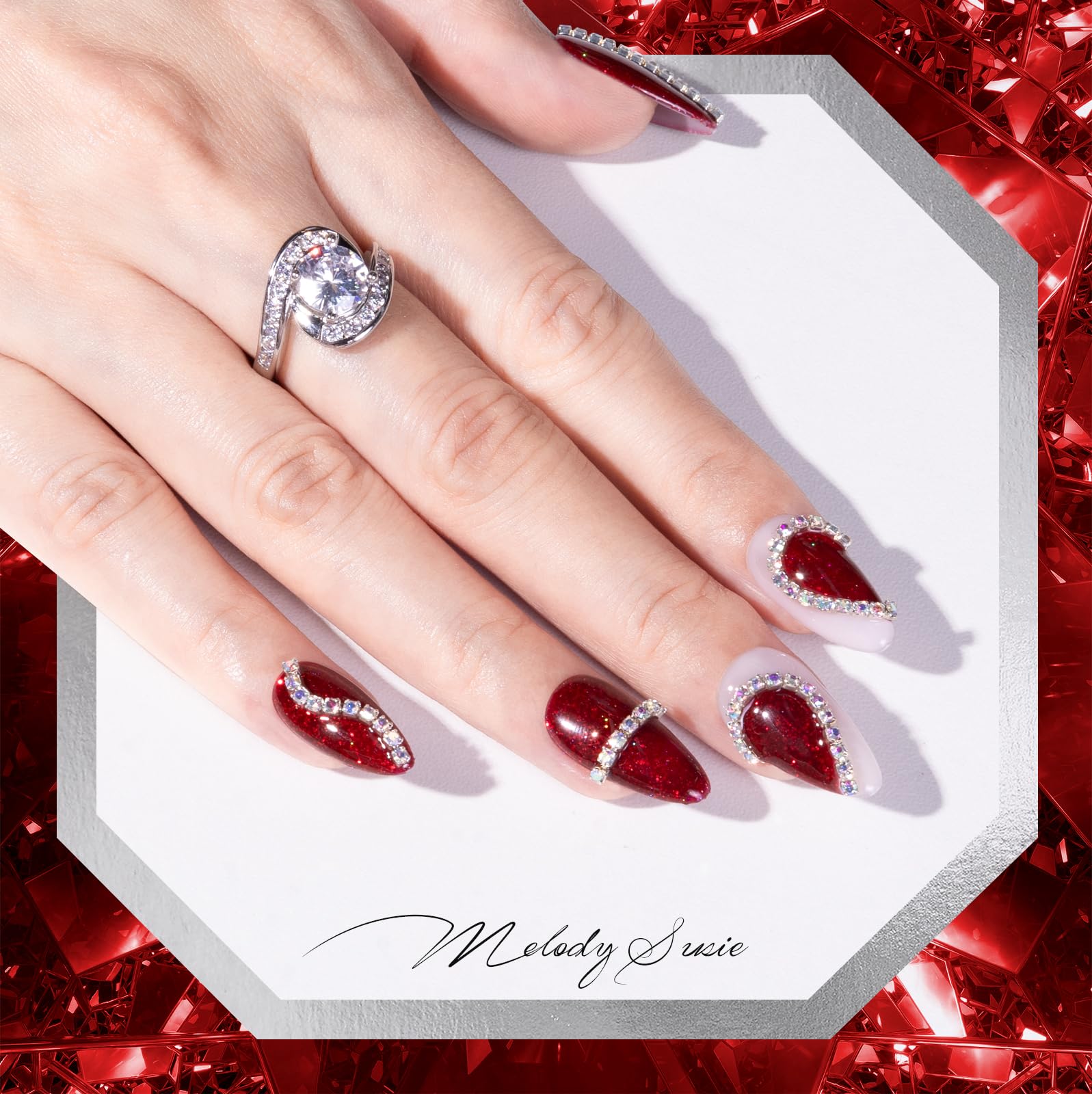 Melodysusie Thick Red Glitter Gel Nail Polish,0.5Fl Oz Nails Soak Off Uv Led Sparkle Glitter Gel Polish Gift For Women Nail Art