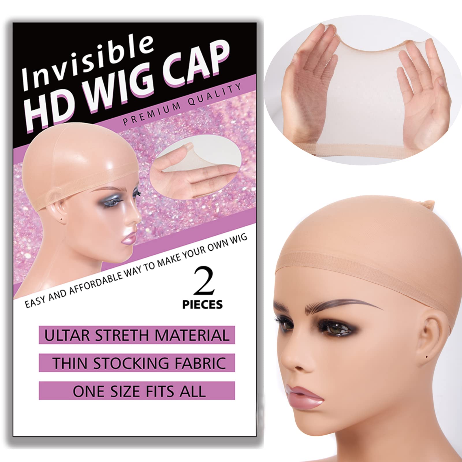 RECOOL 4 PCS HD Wig Cap For Lace Front Wig Transparent Wig Cap for Wig Stocking Wig Caps For Women Invisible HD Wig Cap Wig Acce