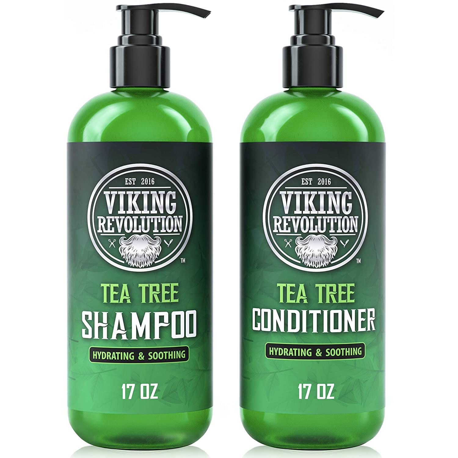 Viking Revolution Tea Tree Shampoo and Conditioner Set - Hydrates, Moisturizes & Soothes Dry and Itchy Scalps - With Natural Tea