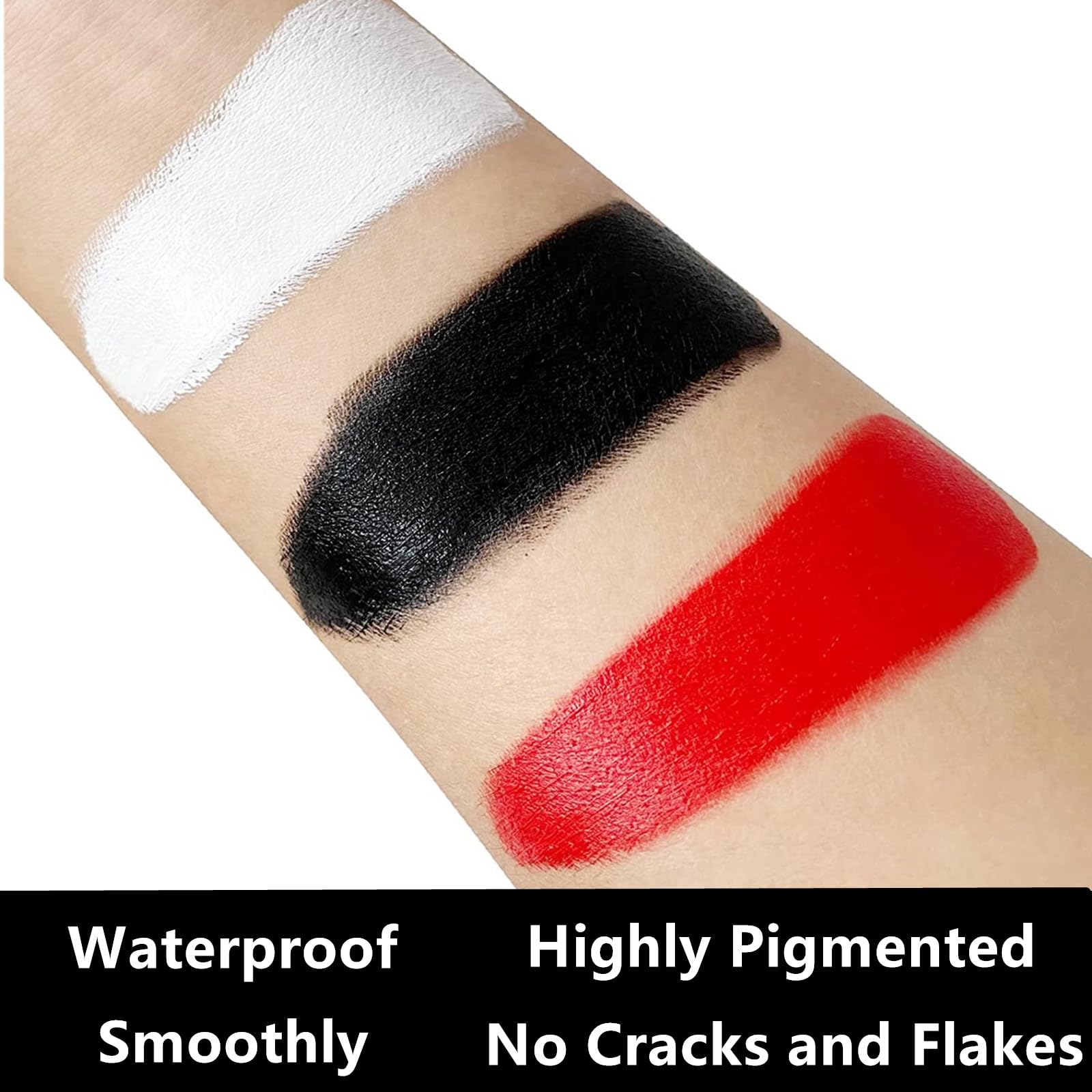Go Ho White Face Paint,Oil Based Waterproof Cream Eye Black Stick,White Face Body Paint for Halloween Cosplay Zombie Skeleton Cl
