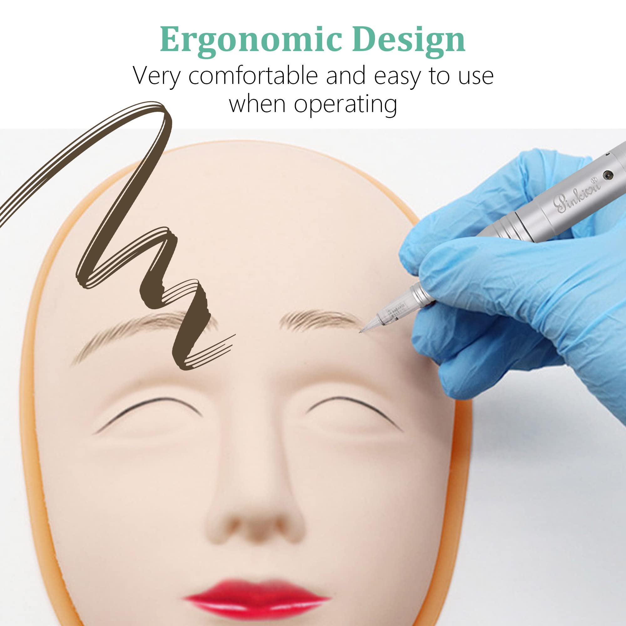 Pinkiou Stroked Eyebrow Tattoo Machine Professional Microblading Pen Machine For EyeBrow Eyeline Lip Brow Lamination (machine, M