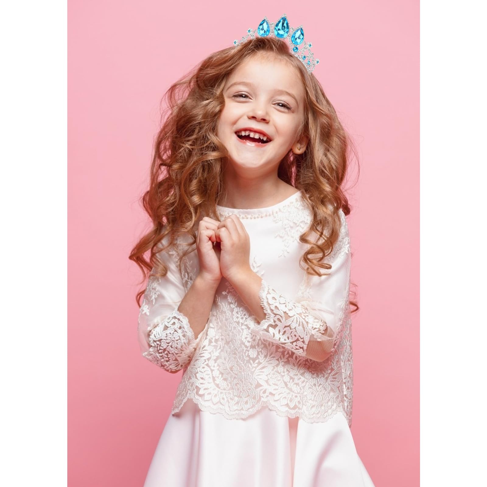 COCIDE Frozen Elsa Tiara for Women Birthday Crown Halloween Costume Blue Crystal Headband Tiara Princess Hair Accessories for We
