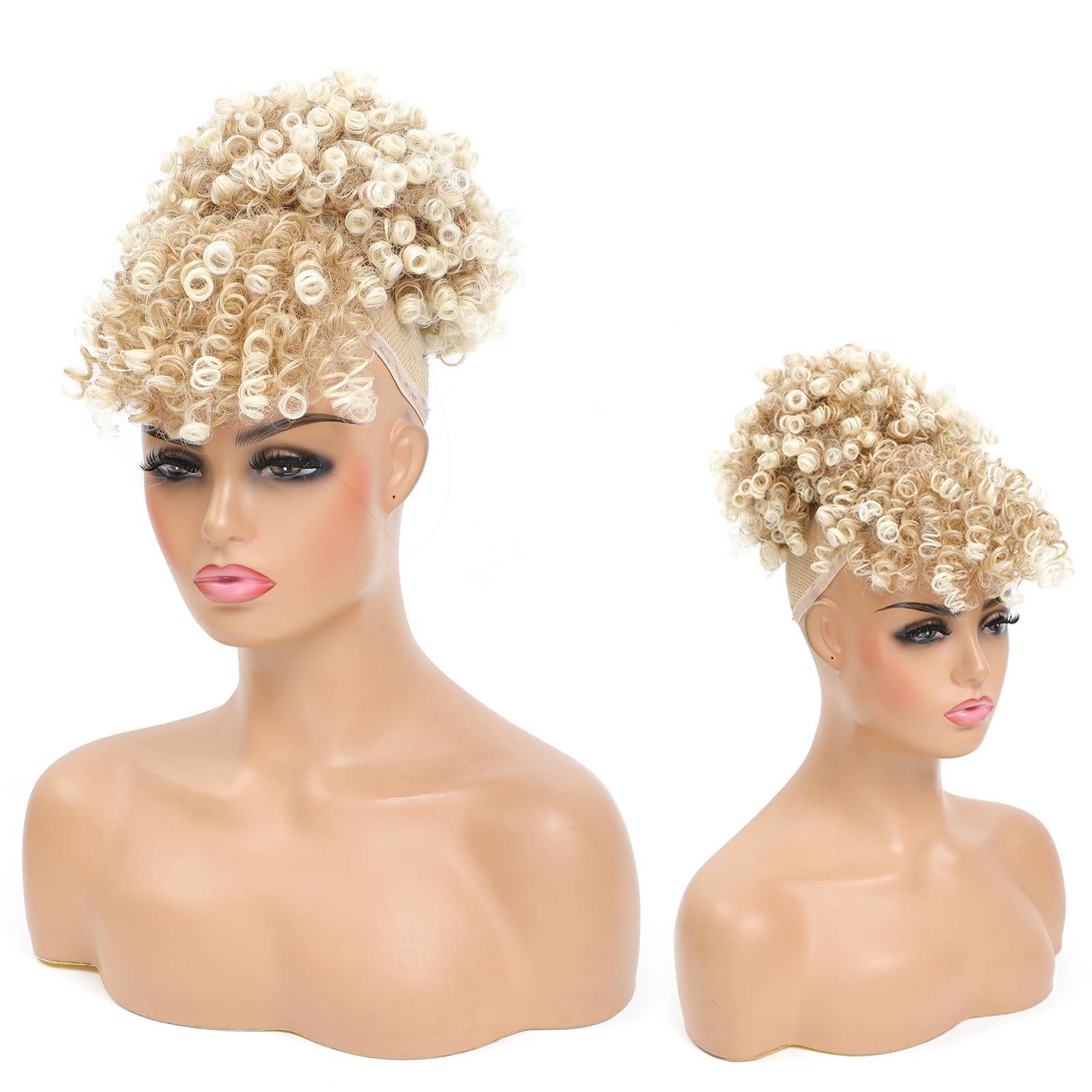 Entranced Styles Drawstring Ponytail With Bangs Afro Puff Ponytail Extensions For Women Short Curly Puff Ponytail With Bangs Cli