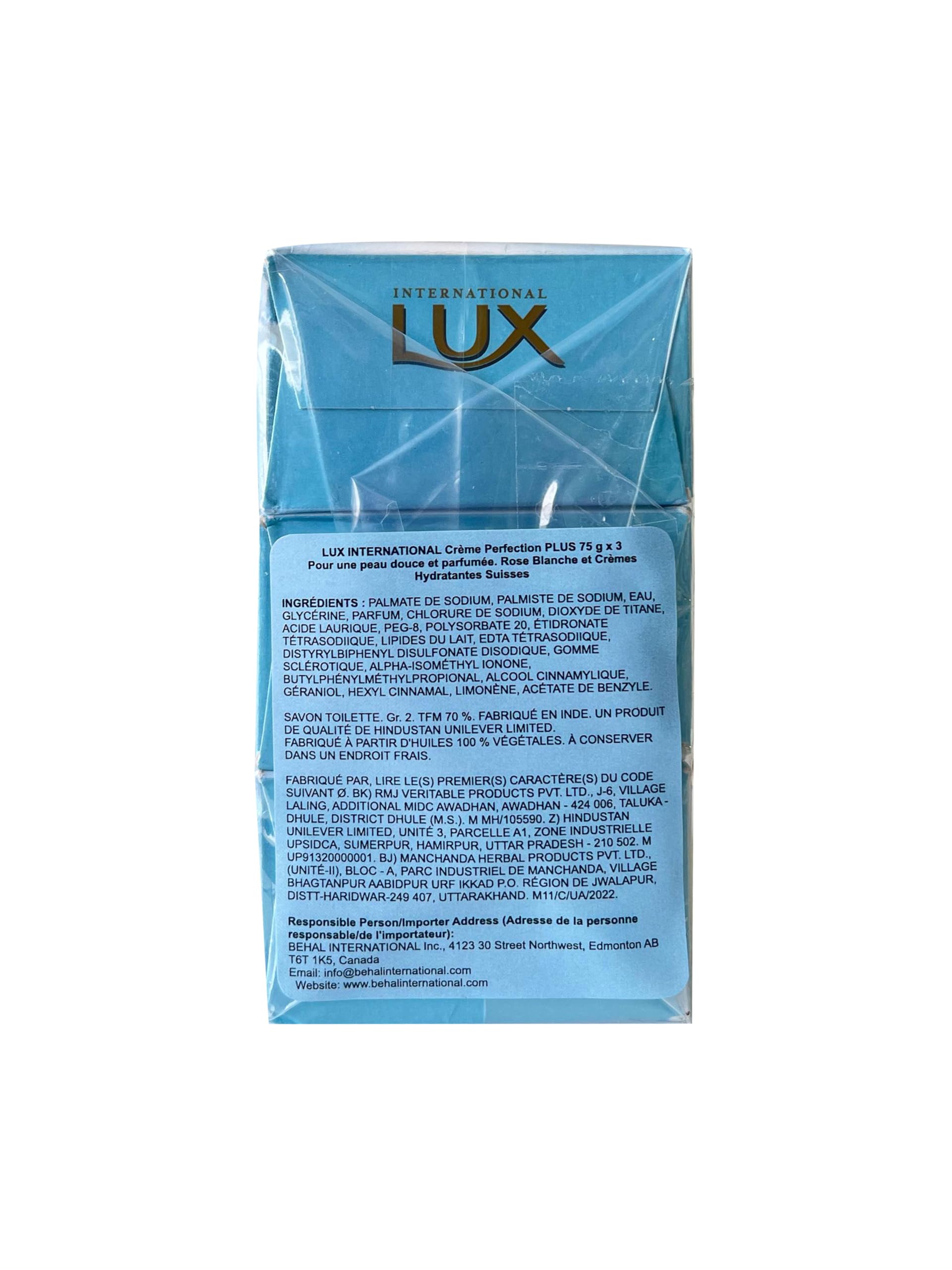 LUX International Creamy Perfection Soap With Swiss Moisturizers & Delicate White Flower Scent - 75 g (Pack of 3)