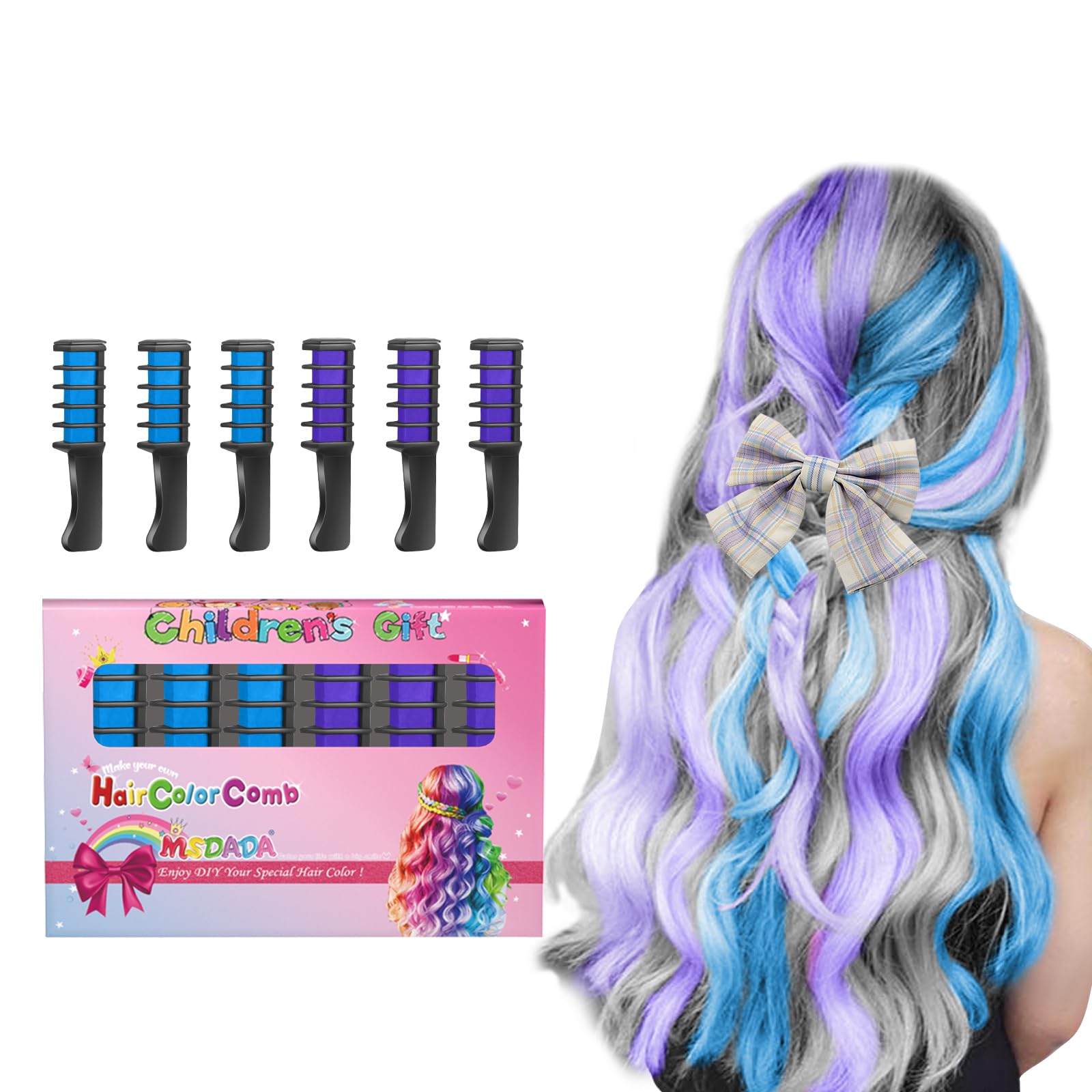 New Hair Chalk Comb Temporary DIY Hair Color for girls kids age 4 5 6 7 8 9 10 Washable Hair Chalk for Children's Day Birthday C