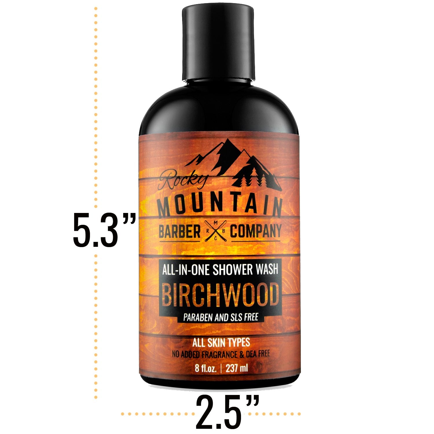 Rocky Mountain Barber Company Birchwood All-In-One Body Wash - Shampoo, Body Wash, Conditioner, Face Wash & Beard Wash With Esse