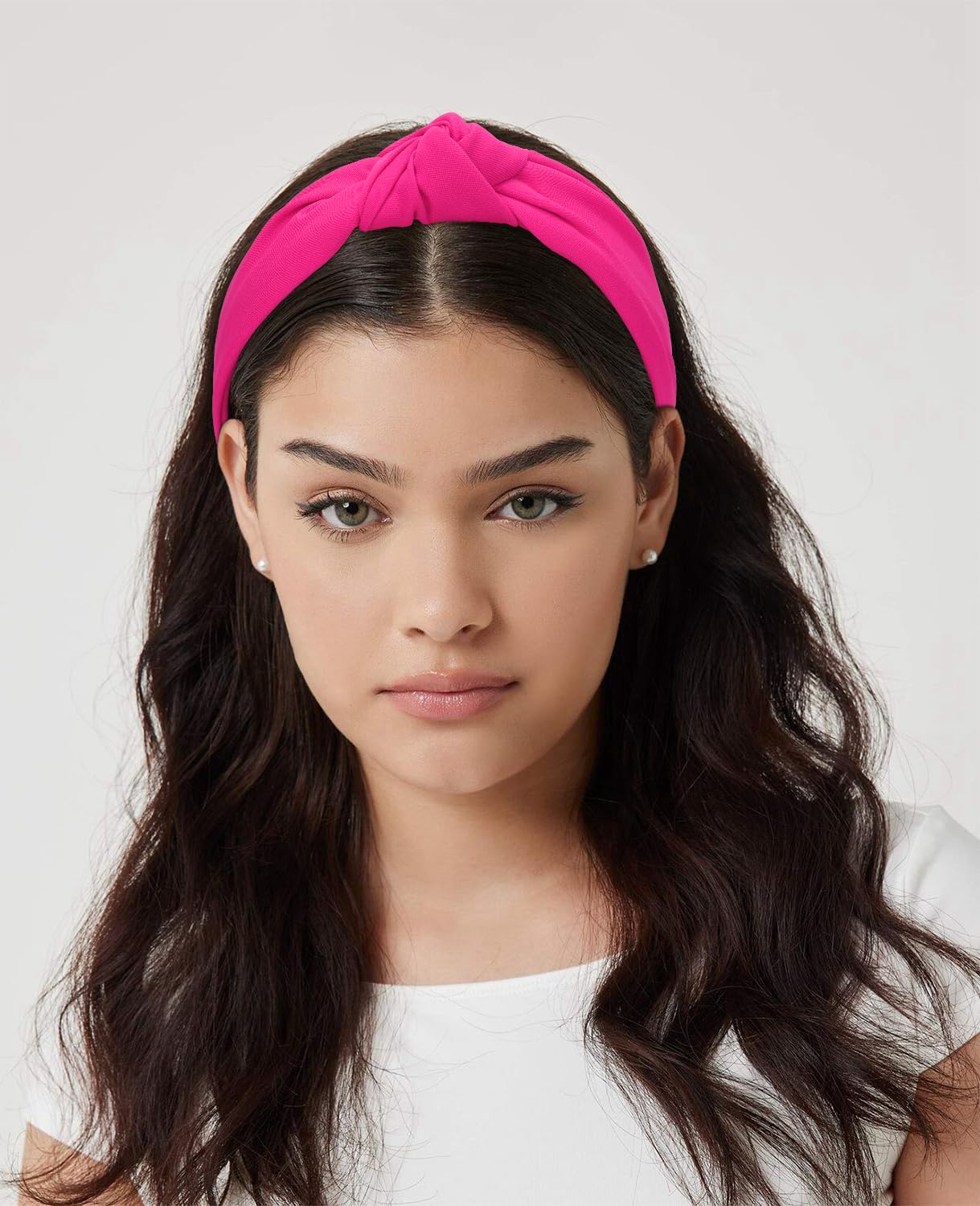 Wecoe 2 Pack Knotted Headbands For Women Rose Red Pink Wide Headbands Hair Bands For Women'S Hair Non Slip Fashion Cloth Headban