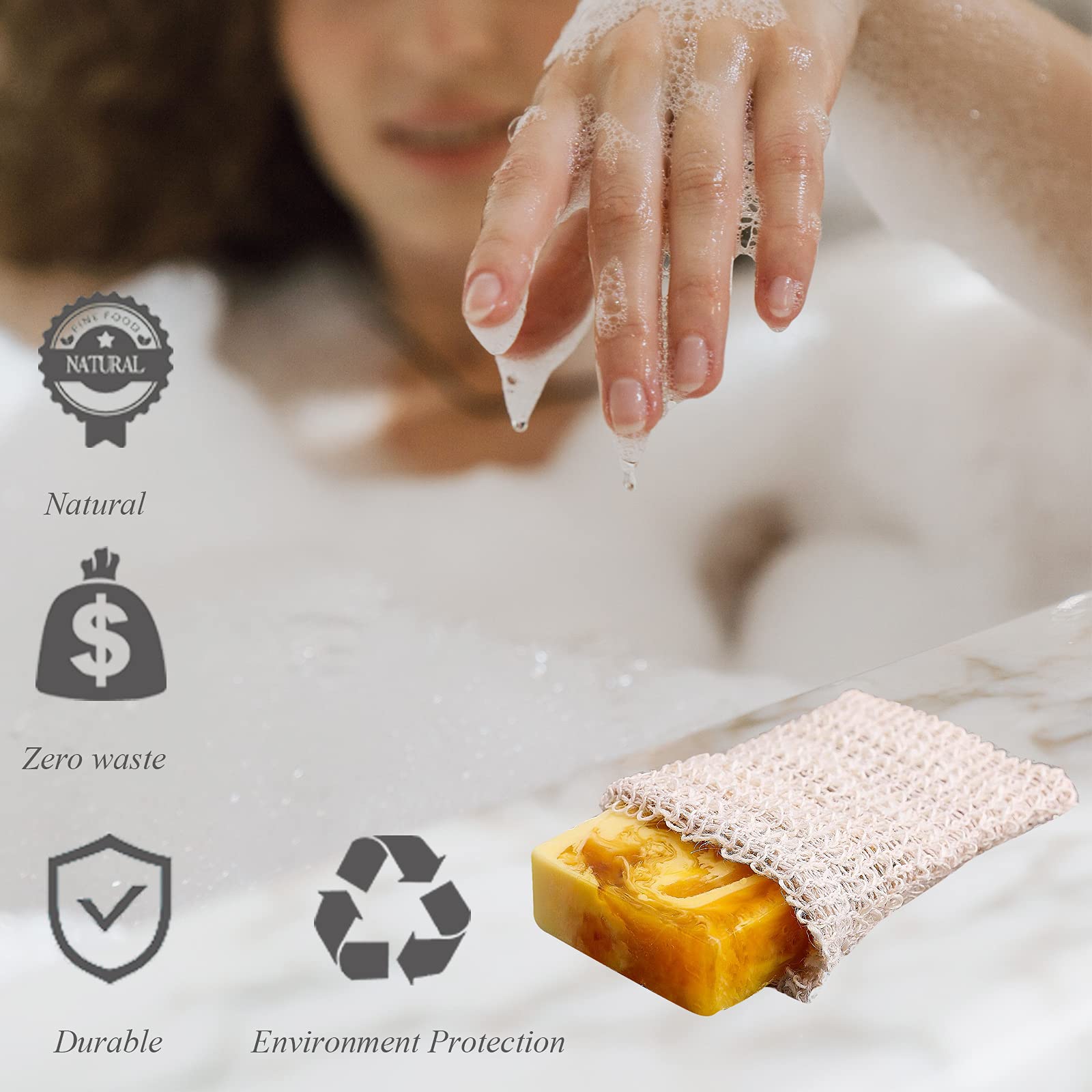 ZEPELOFFY Soap Bag,Bar Soap Pouch,5 Packs Sisal Soap Saver Bags Mesh for Exfoliating, Shower,Scrubber