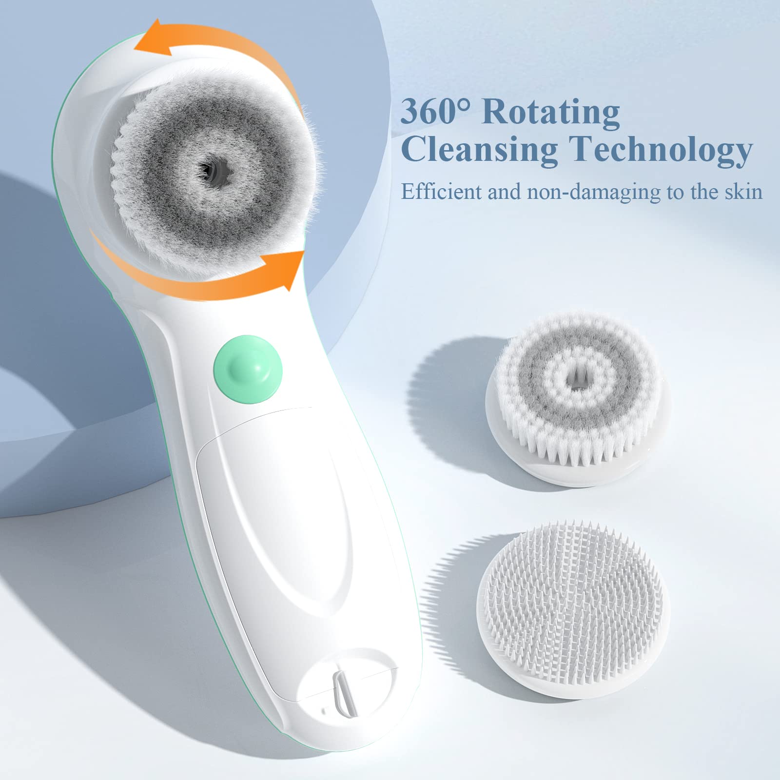 Touchbeauty Facial Cleansing Brush Electric, Face Cleansing Brush With Stand, 3 Brush Heads, 2 Speeds, Ipx5 Waterproof, Battery-