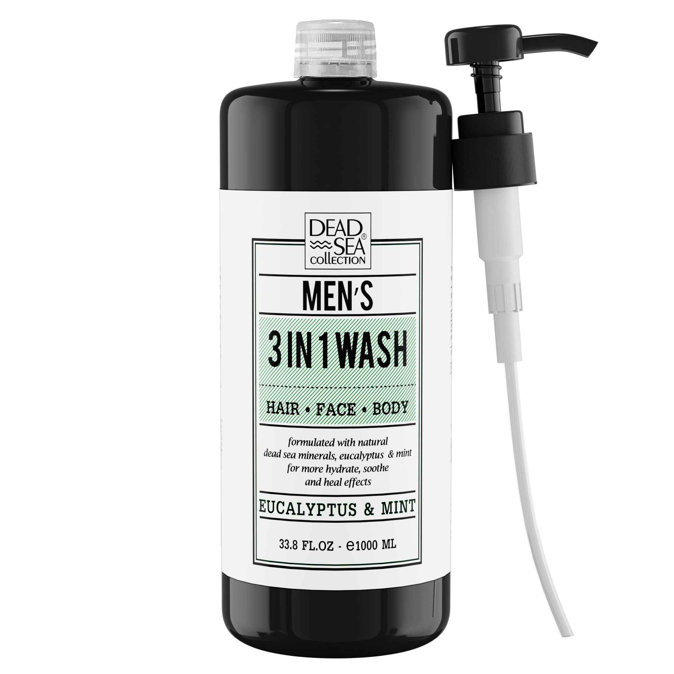 Dead Sea Collection Mens Body Wash 3 in 1 - Eucalyptus Body Wash for Men - Shower Gel - Shampoo - Shower Soap for Face and Hair 