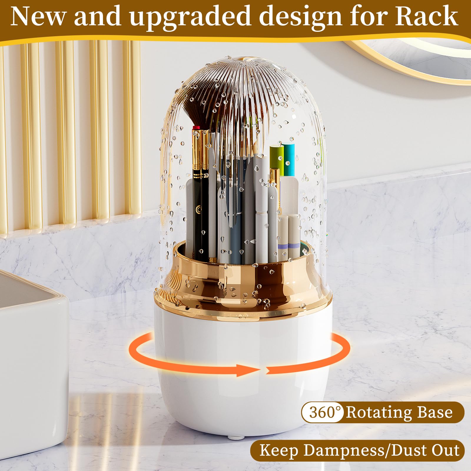 Makeup Organizer Skincare Organizers With Brush Holder, 3 Layers Large Capacity Cosmetic Storage,Make Up Storage Organizers With