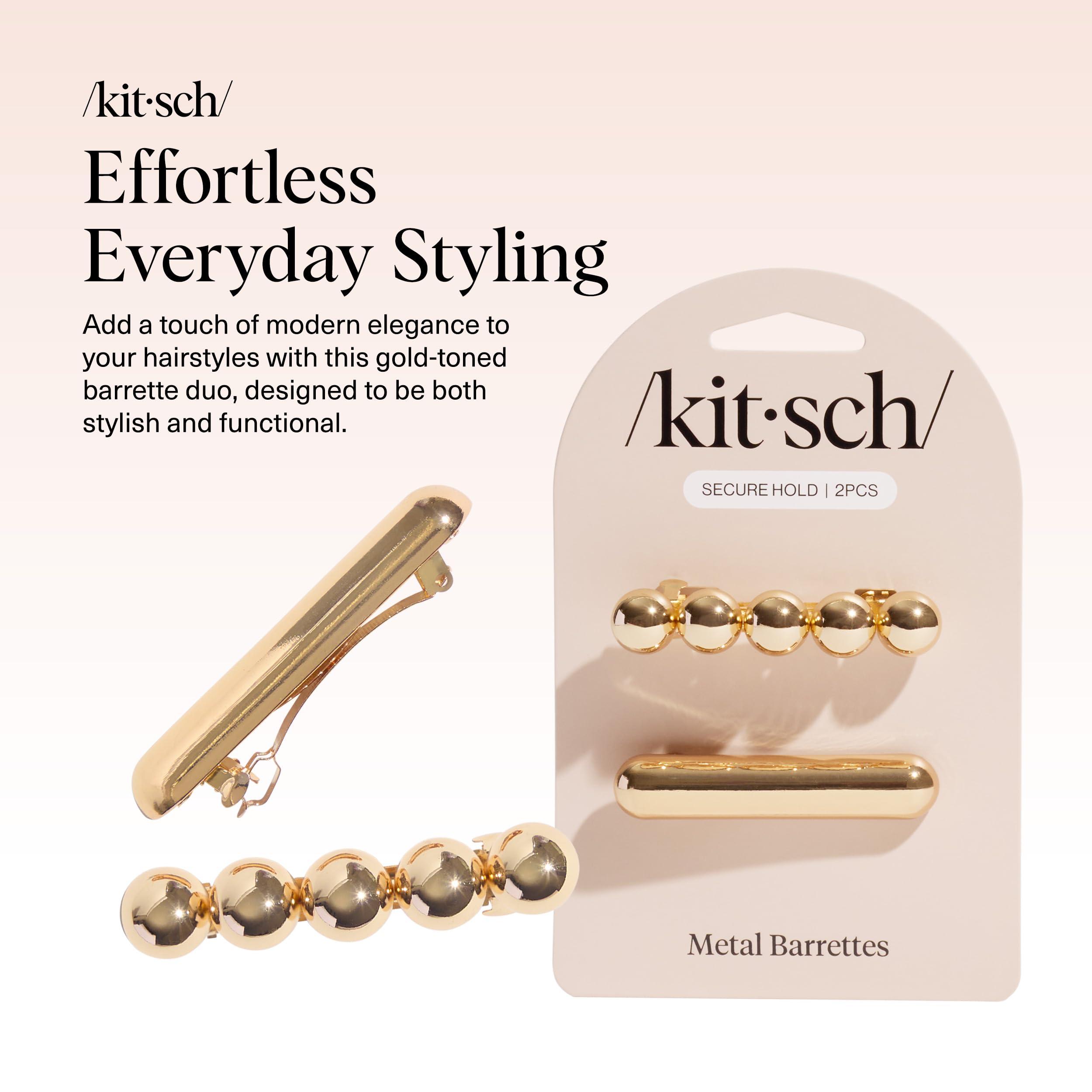 Kitsch Gold Hair Barrettes For Women - Stylish, Durable & Elegant Metal Hair Clips for Everyday or Special Occasions - Cloud & B