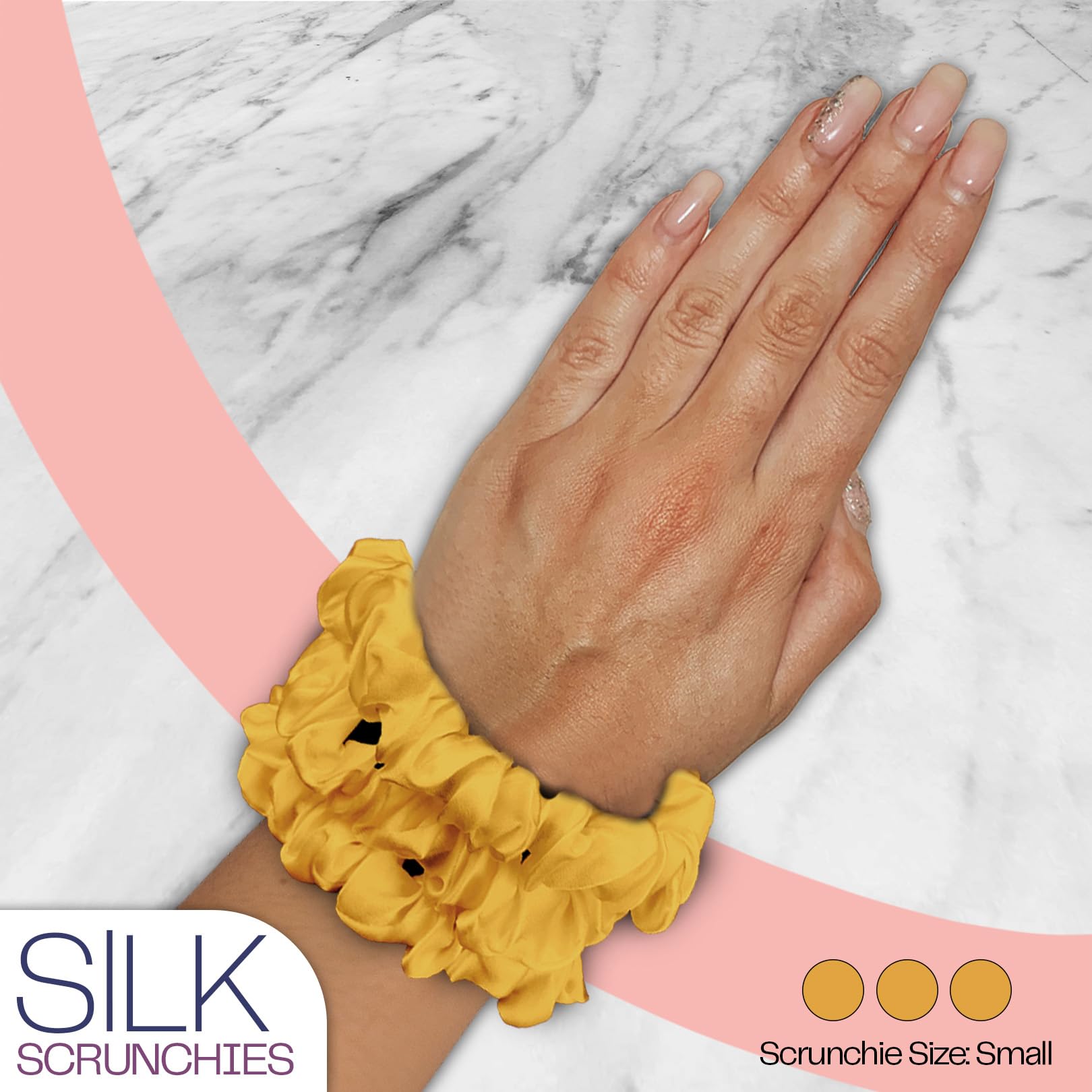 Celestial Silk Mulberry Silk Scrunchies For Hair - Small Silk Hair Ties (Gold)