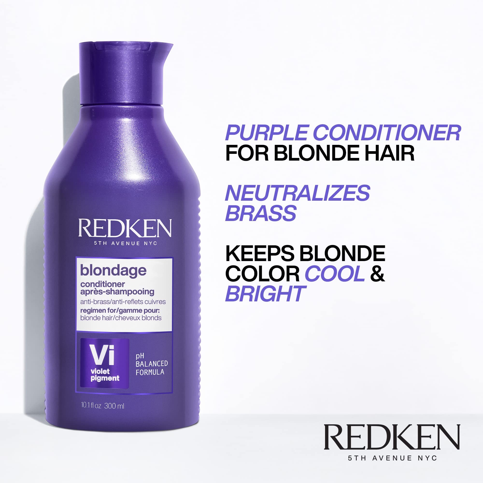 Redken Blondage Color Depositing Purple Conditioner | For Blonde Hair | Neutralizes Brass & Moisturizes Hair | With Pure Violet