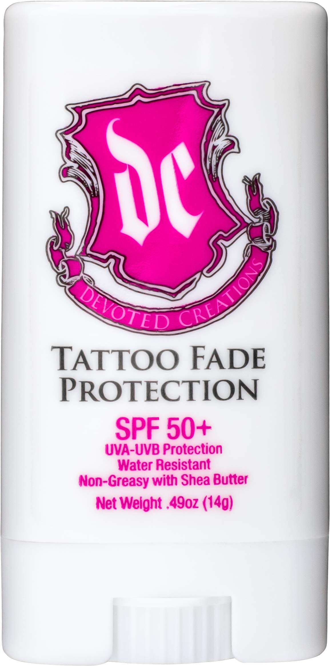 Devoted Creations Tattoo Fade Protection Stick With Spf 50+ Uva-Uvb Protection, Water Resistant, Non-Greasy With Shea Butter .49