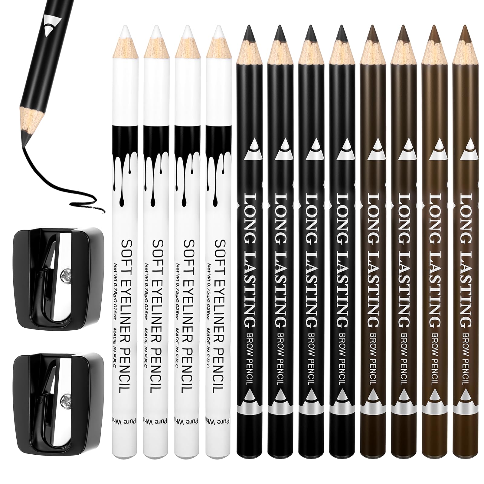 SULIKJHUI 12Pcs Barber Pencil with 2 Sharpeners, Hairline Pencil & Barber Pencils for Lineup, Professional Beard Shaping Guide P