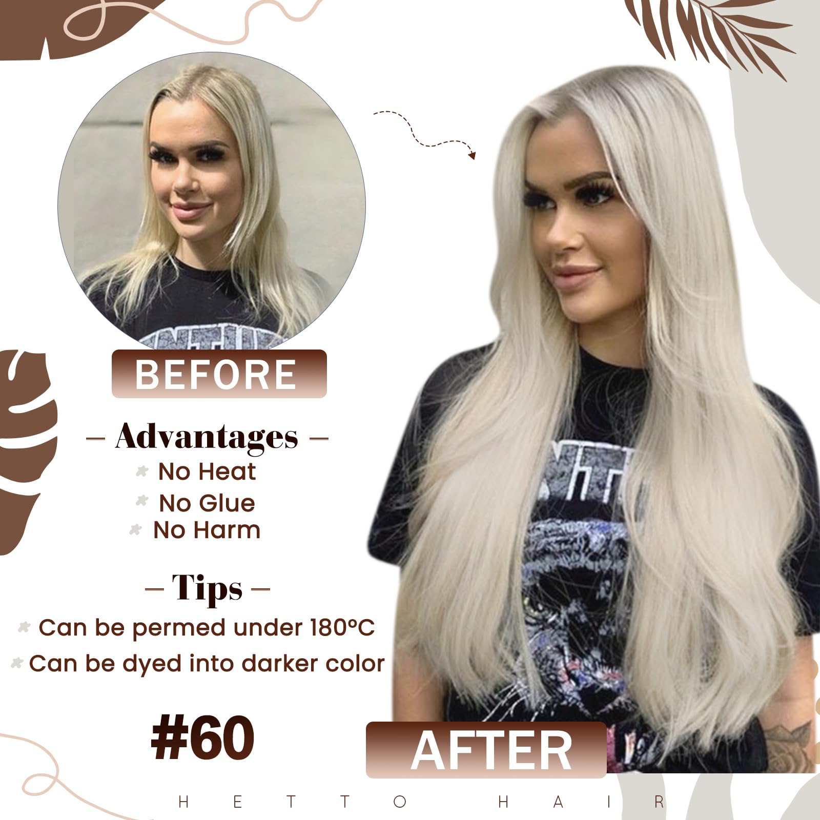 Hetto Blonde Micro Ring Extensions Platinum Blonde 20 Inch Micro Beads Hair Extensions Pre Bonded Hair Extensions Micro Link Rem