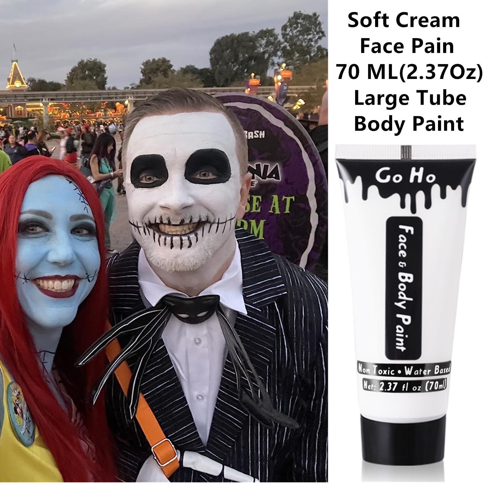 Go Ho Red White And Royal Blue Face Body Paint(7 Oz) For Halloween Makeup,Cream Water Based Vampire Skeleton Face Paint For Adul