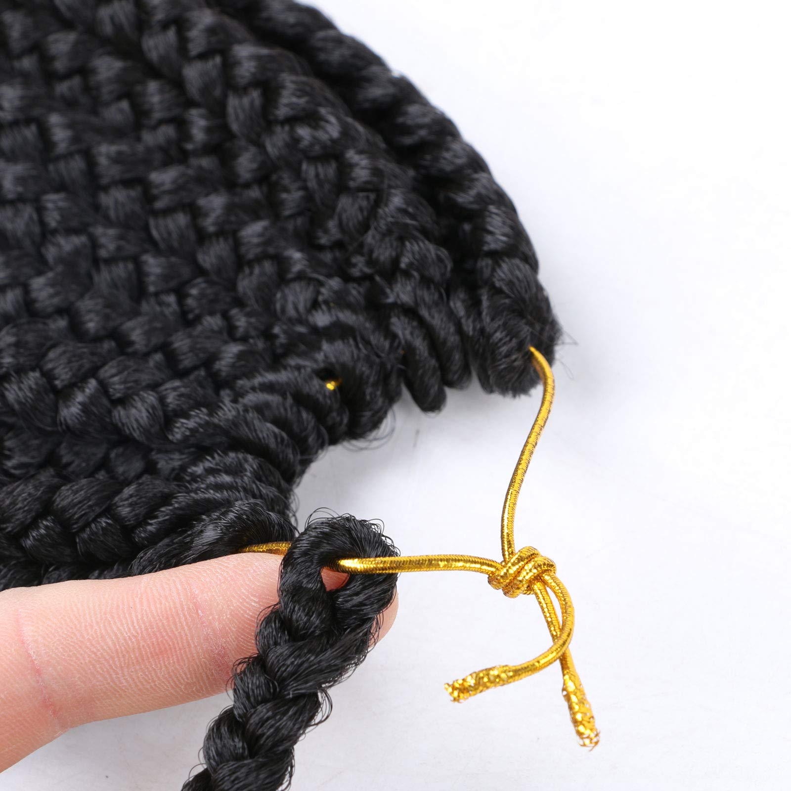 6 Packs Crochet Box Braids Curly Ends 10 Inch Crochet Braids Bohemian Box Braids Crochet Hair For Black Women (1B, 10 Inch)