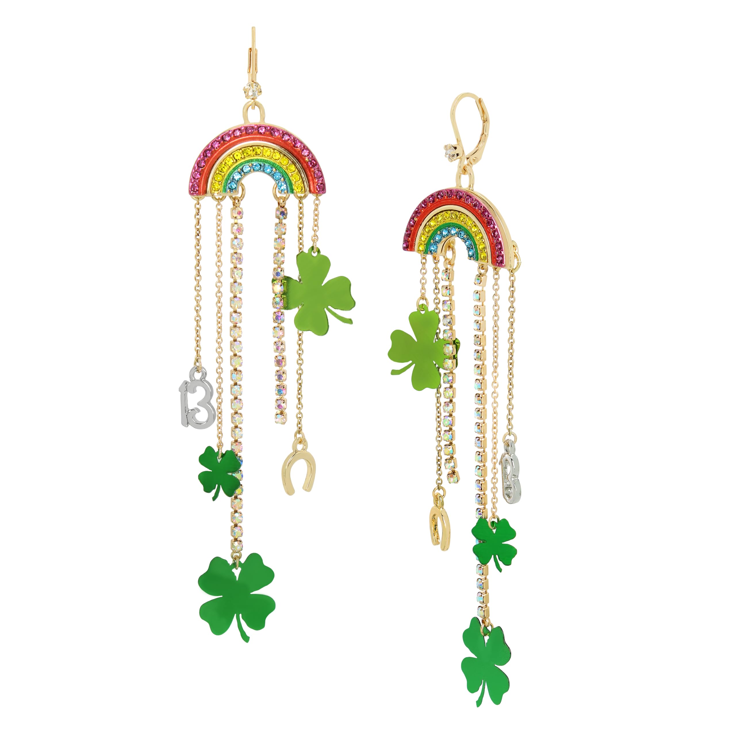 Betsey Johnson Womens Rainbow Chandelier Earrings