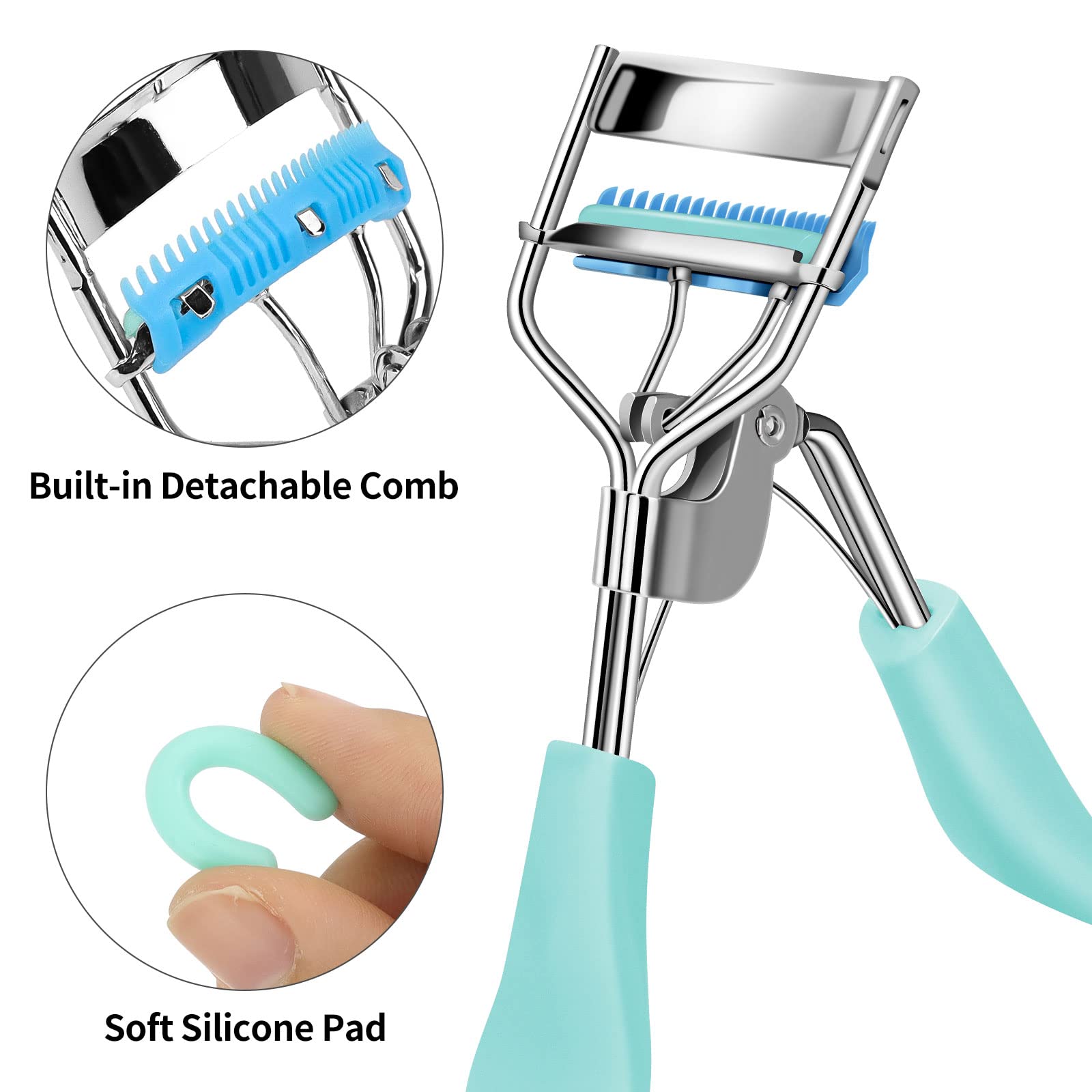 Zowor Eyelash Curler with Comb Fit All Eye Shape Curved Eyelash Curlers,Natural and Long Lasting Lash Curler for Women Make Up G