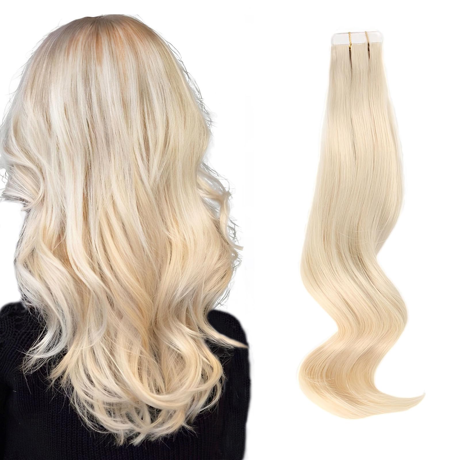 Abh Amazingbeauty Hair Tape In Hair Extensions Human Hair Semi-Permanent Tape Attached Real Remy Tape Extensions 50G 20Pcs Invis