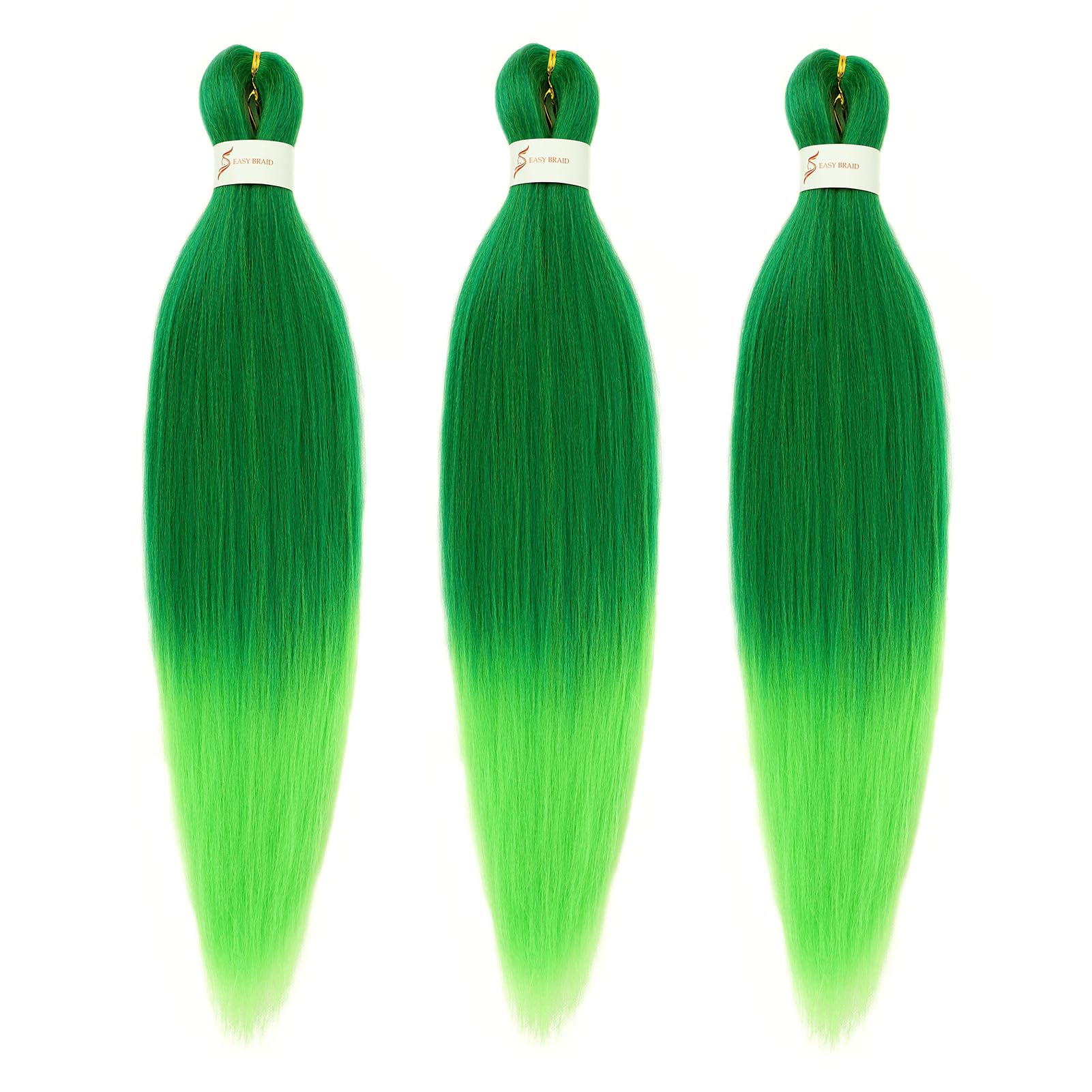 Dorsanee Ombre Green Braiding Hair Pre Stretched 24 Inch 3 Packs Green To Light Green Braiding Hair For Box Braids Twists Locs S