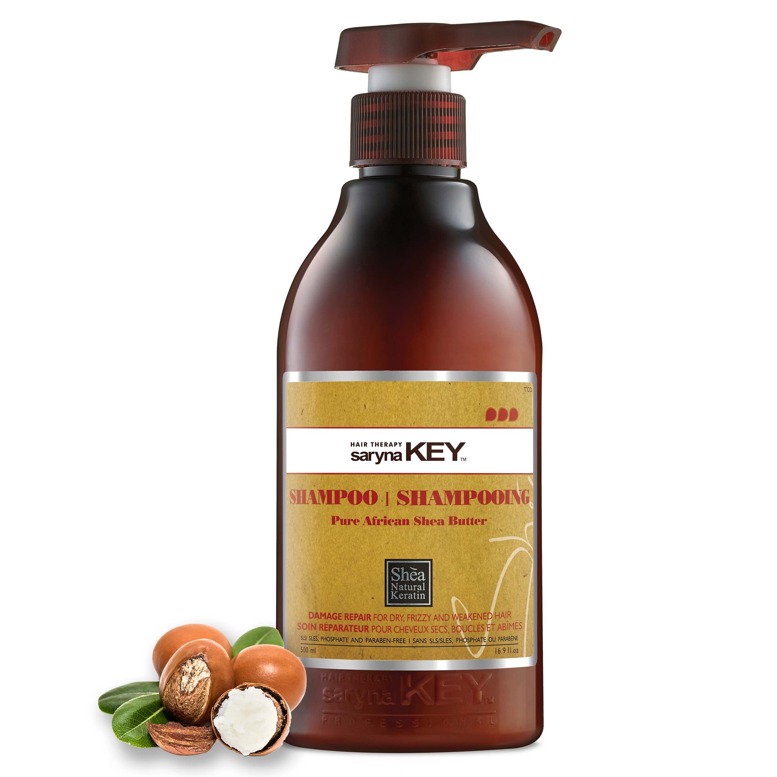 Saryna Key Shampoo for Damaged Hair with Pure African Shea Butter - Moisturizing Shampoo for Dry Damaged Hair - Professional Ker