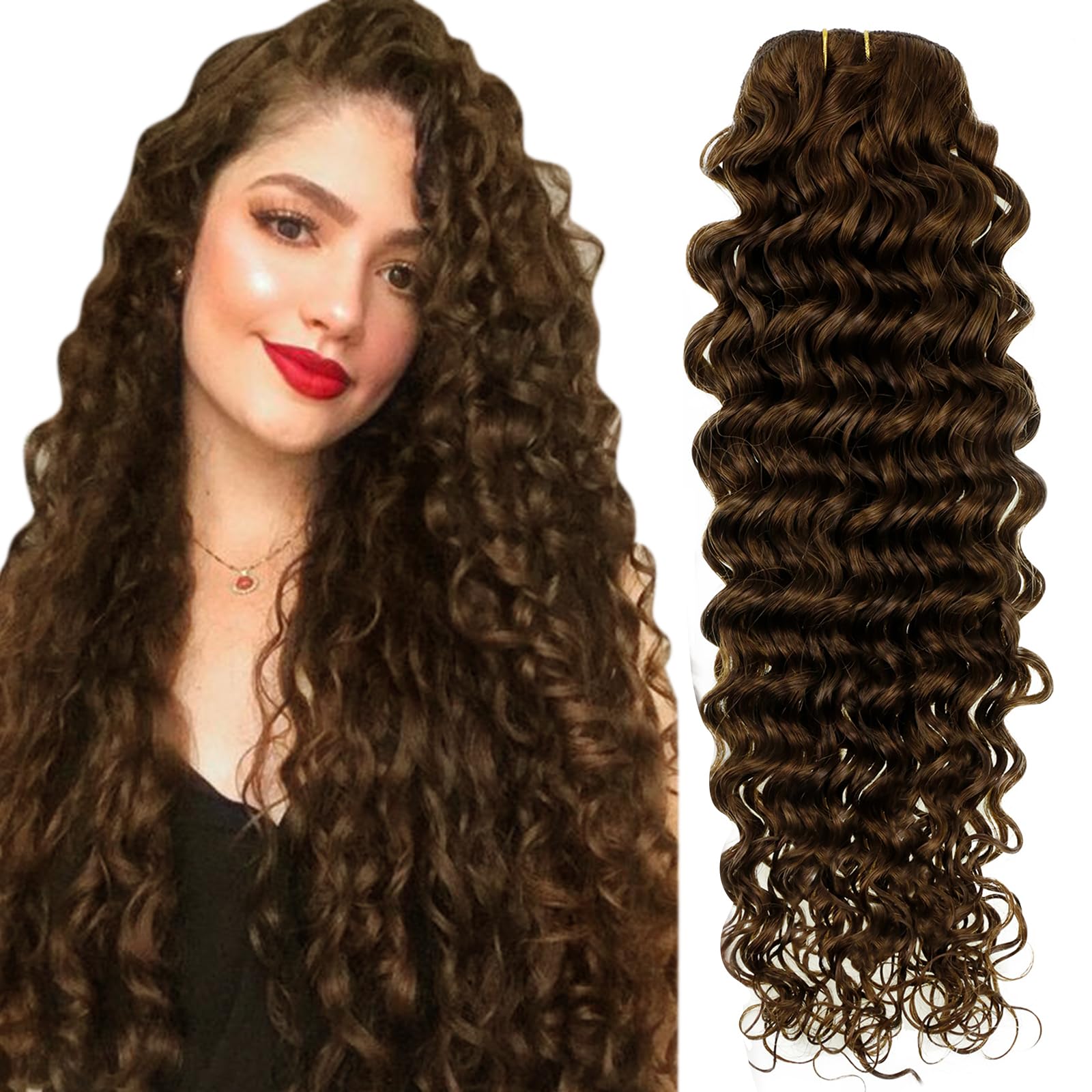 Hetto Brown Curly Hair Extensions Clip In Human Hair #4 Natural Brown Clip In Hair Extensions Wavy Hair Clip In Extensions Human