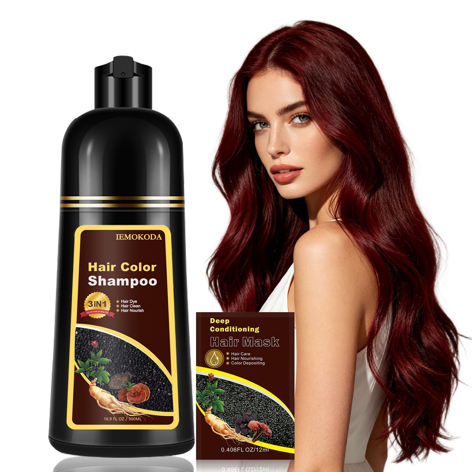Dark Burgundy Hair Dye Shampoo for Gray Coverage, SemiPermanent Hair Color Shampoo, Long Lasting Red Hair Dye, Burgundy Hair Dy