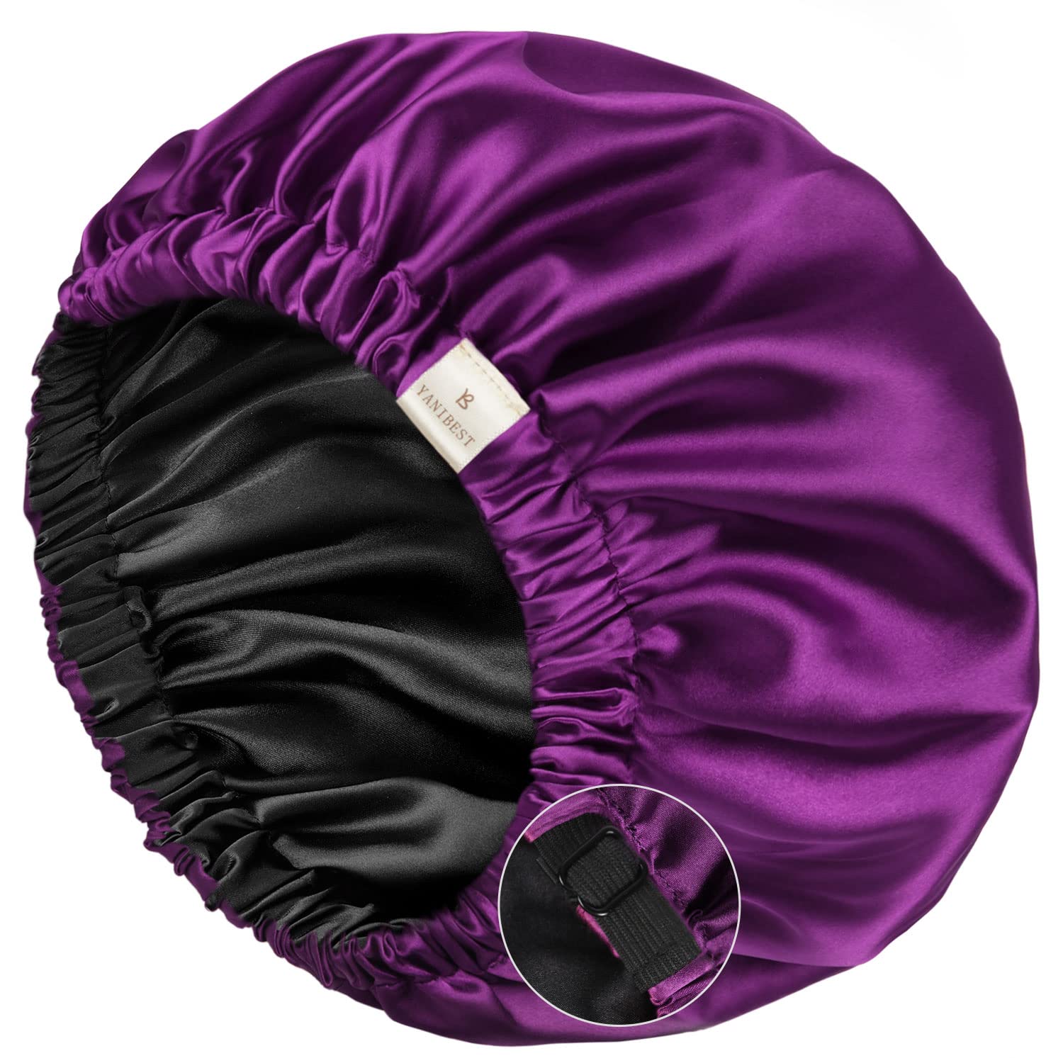 YANIBEST Satin Bonnet for Sleeping, Hair Bonnets for Women and Men, Double Layer Ajustable Silky Bonnet for Curly Braids Hair Br