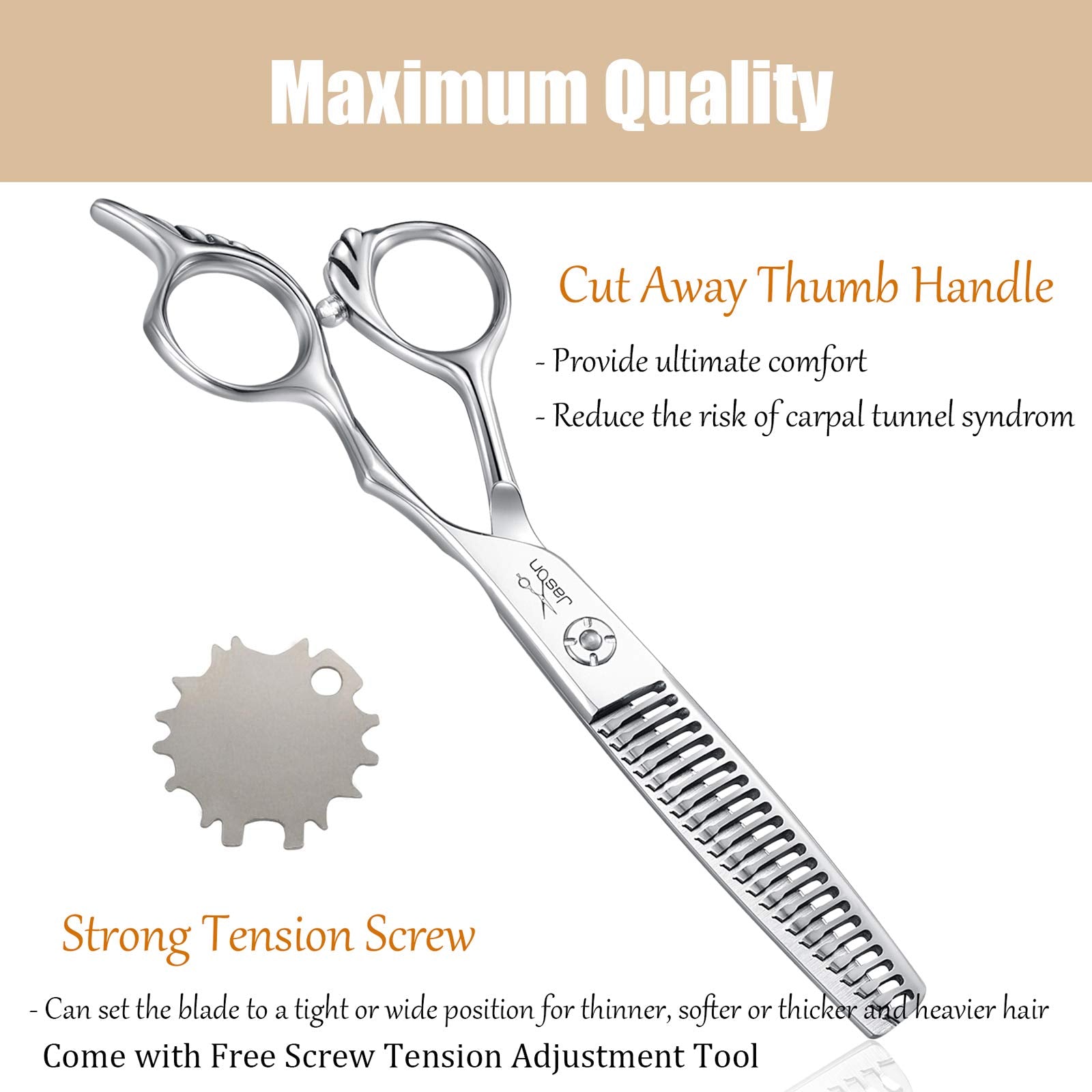 JASON 6'' Texturizing Hair Scissors, 23 Teeth Hair Texture Shears Professional Blending Hair Thinning Scissor for Barber, Hairdr