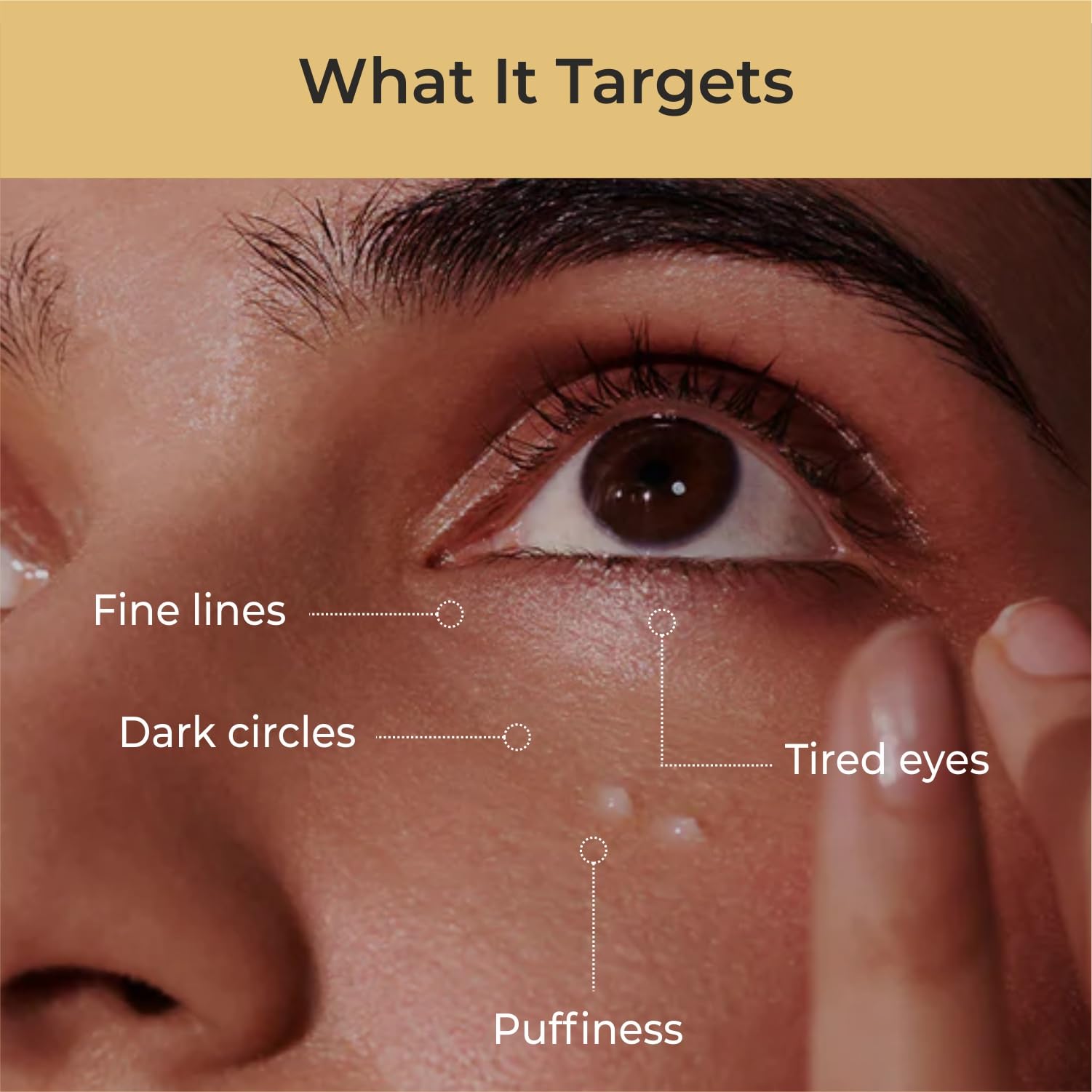 Auravedic Kumkumadi Under Eye Cream for Dark Circles | Reduces Puffiness, Bags & Wrinkles with Saffron Oil | Soothes Tired Eyes