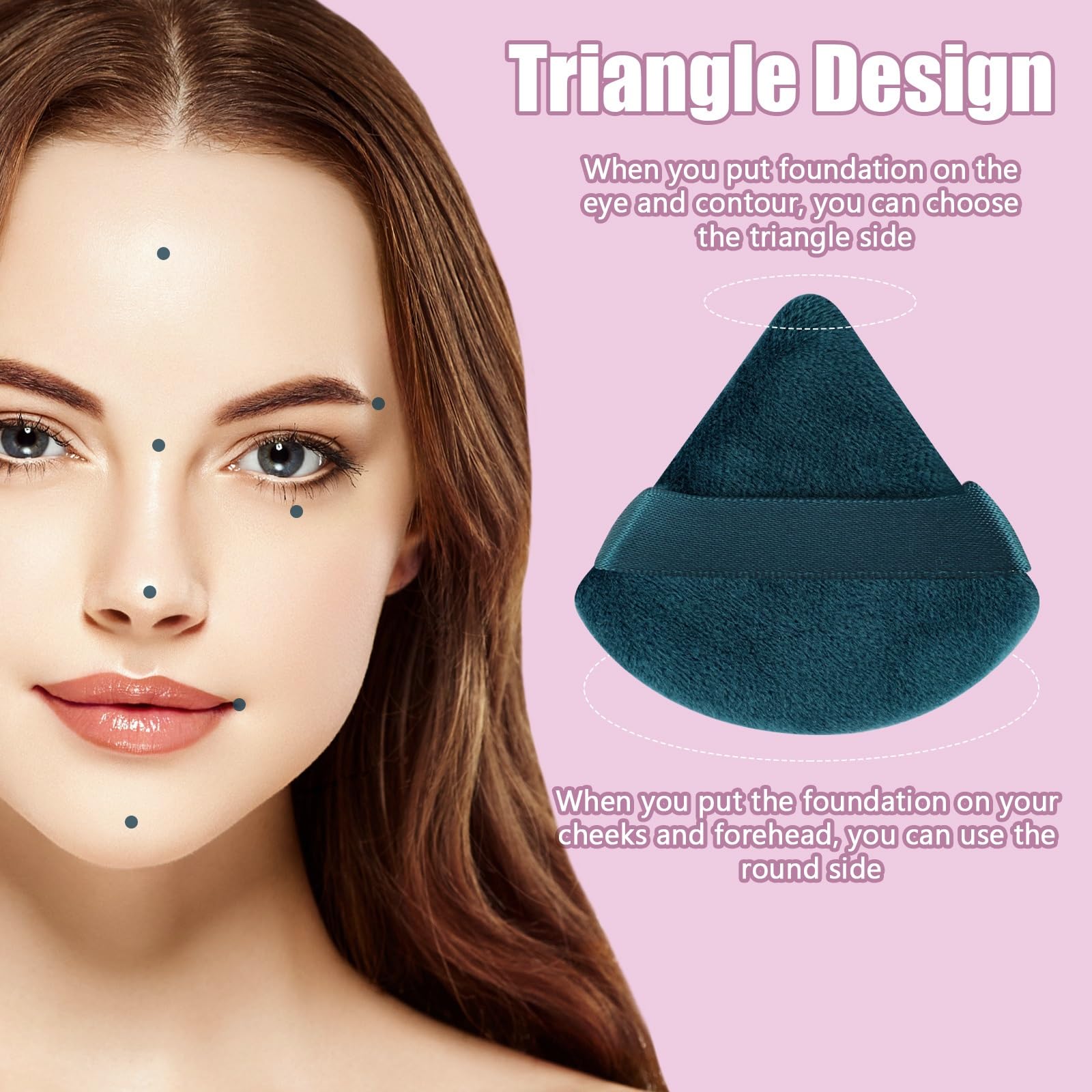 Pimoys 6 Pieces Powder Puff Face Soft Triangle Makeup Puff for Loose Powder Body Powder, Cosmetic Foundation Sponge Velour Setti