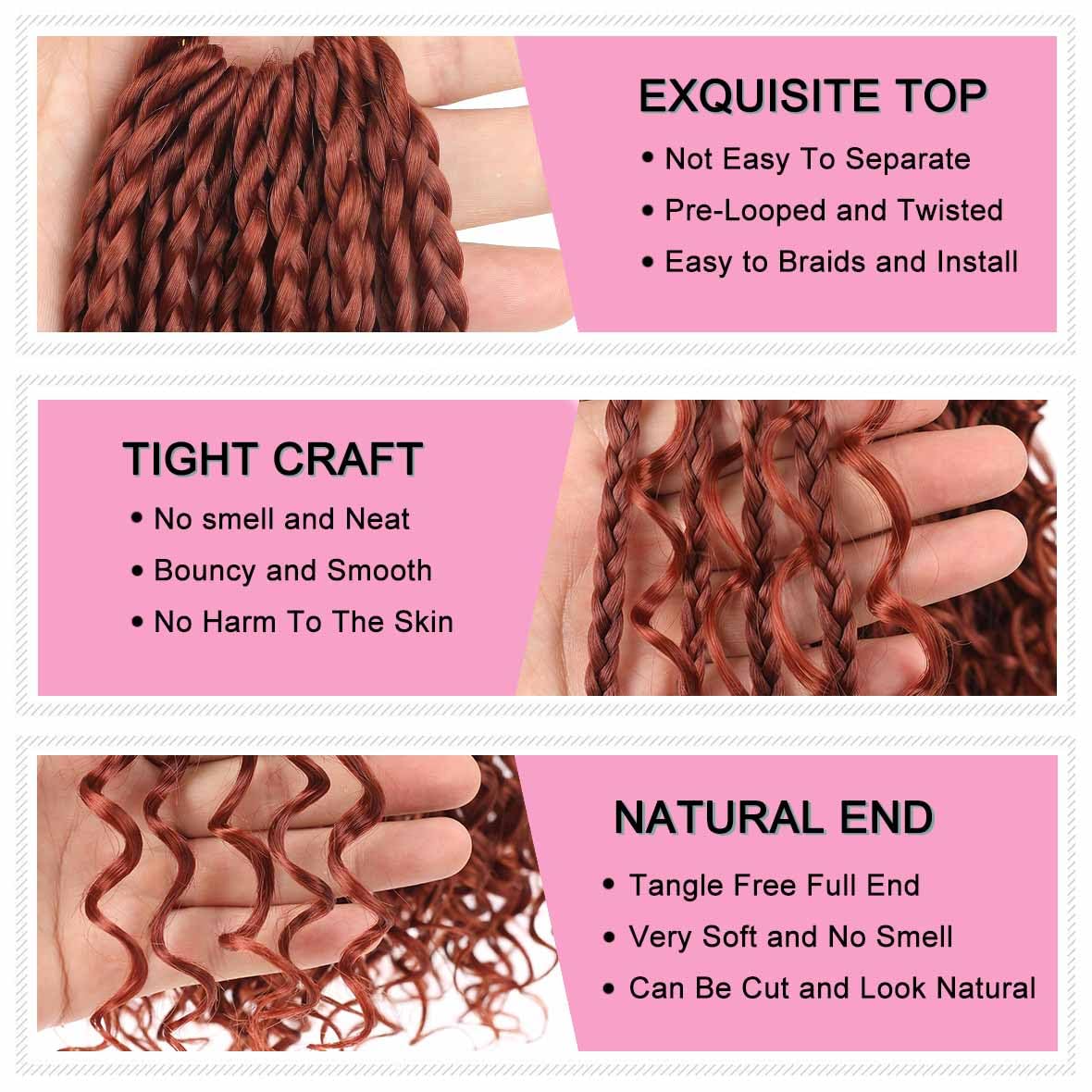 Cookoo 22 Inch Boho Box Braids Crochet Hair For Black Women 8 Packs Synthetic Knotless Goddess Box Braids Curly Ends Twist Croch