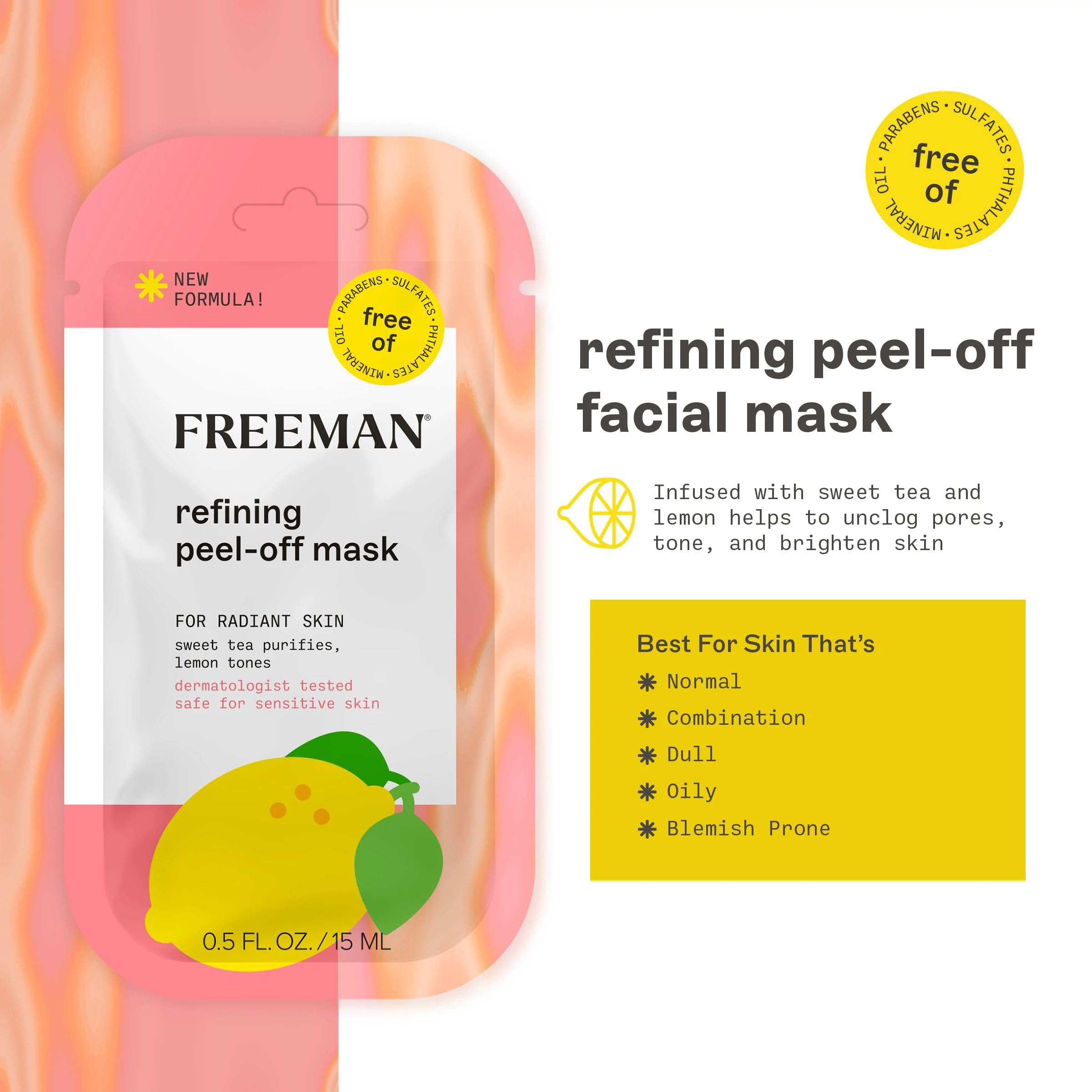 Freeman Facial Mask Variety 12 Count Bundle, Peel-Off & Clay Face Masks, Pore Clearing, Toning, Evening, & Calming Skincare, For