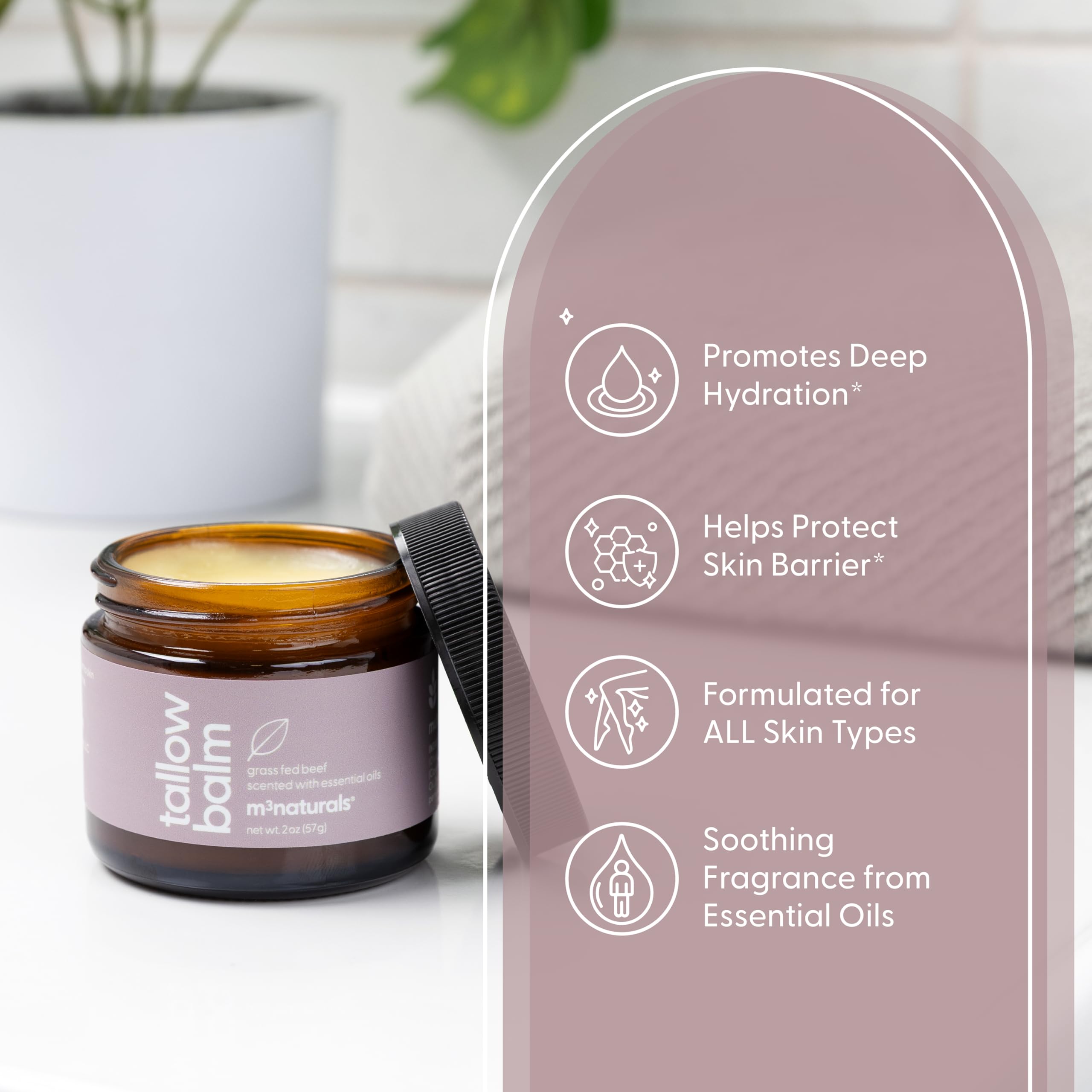100% Grass Fed Beef Tallow for Skin, Body and Face | Moisturizing Honey Balm Scented with Cinnamon, Rosemary, Peppermint and Clo