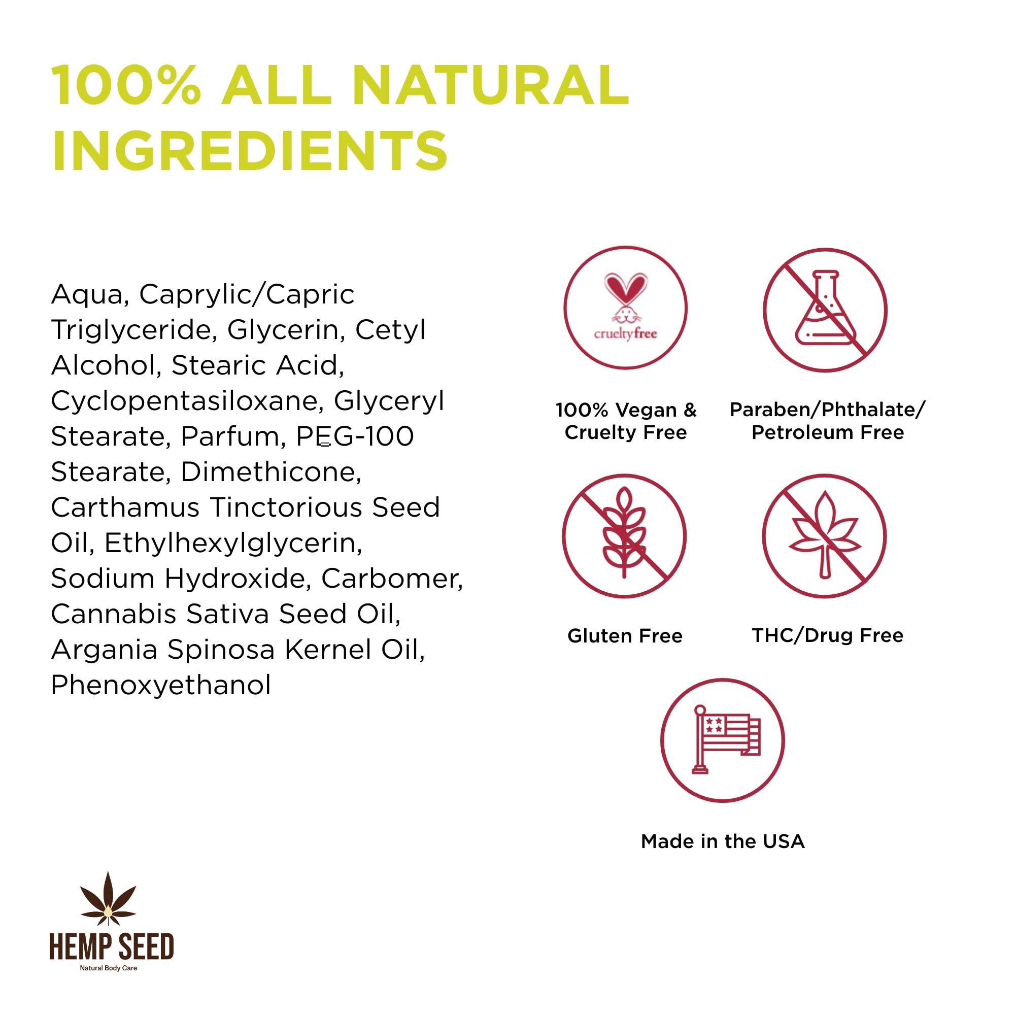 Hemp Seed Hand & Body Lotion, Naked in the Woods Scent - 16 oz. - Soothe Dry Skin - Argan Oil, Hemp Seed Oil - Light, Non-Greasy