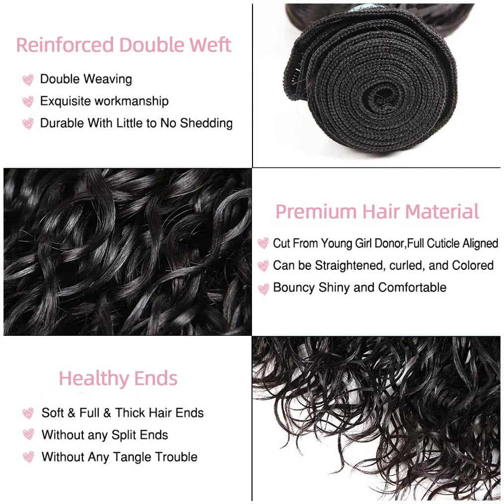 Human Hair Bundles Water Wave 4 Bundles 24 26 28 30 Inch 10A Brazilian Deep Curly Bundles 100% Unprocessed Virgin Wet And Wavy B