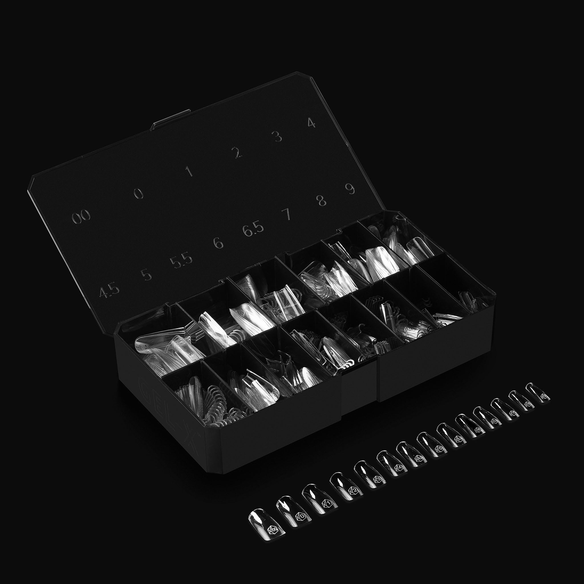 Apres Gel-X Scupted Square Medium Tip Box | 500Pc Gel-X Tips, 11 Sizes 00-9, Premium Quality